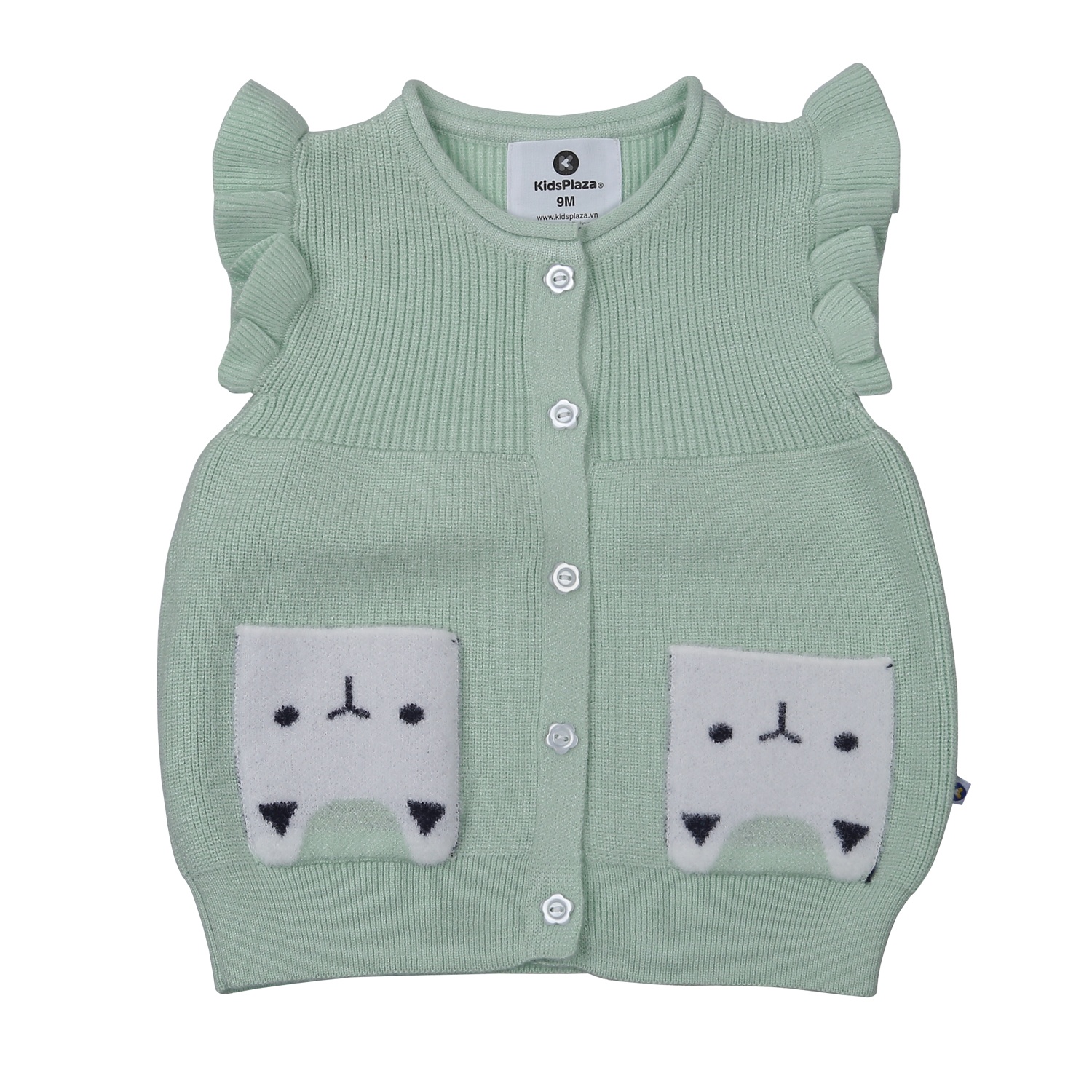 Áo len gile cài giữa bé gái KidsPlaza túi mèo HN23D (Xanh)