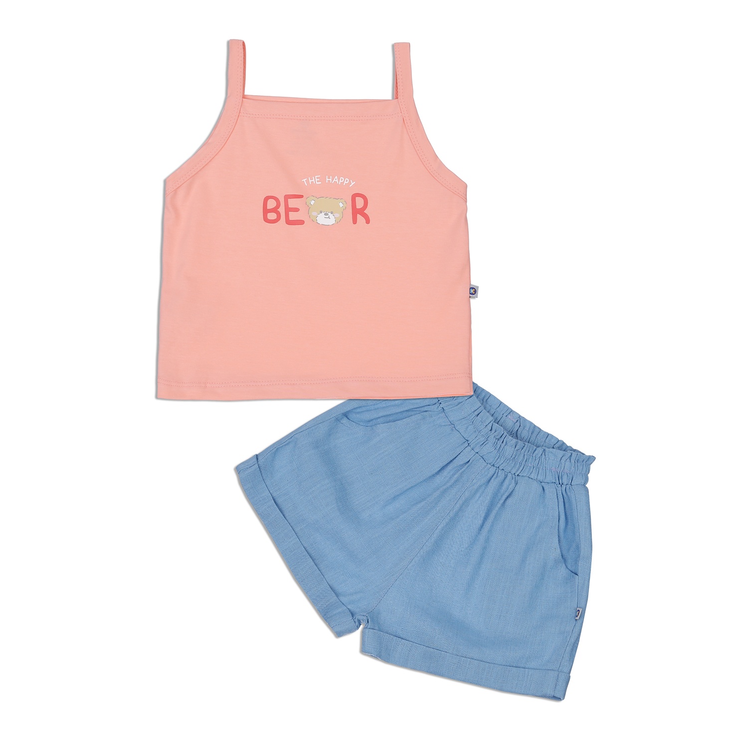 Bộ quần áo bé gái KidsPlaza hai dây in bear AT23H (Hồng) hình 1