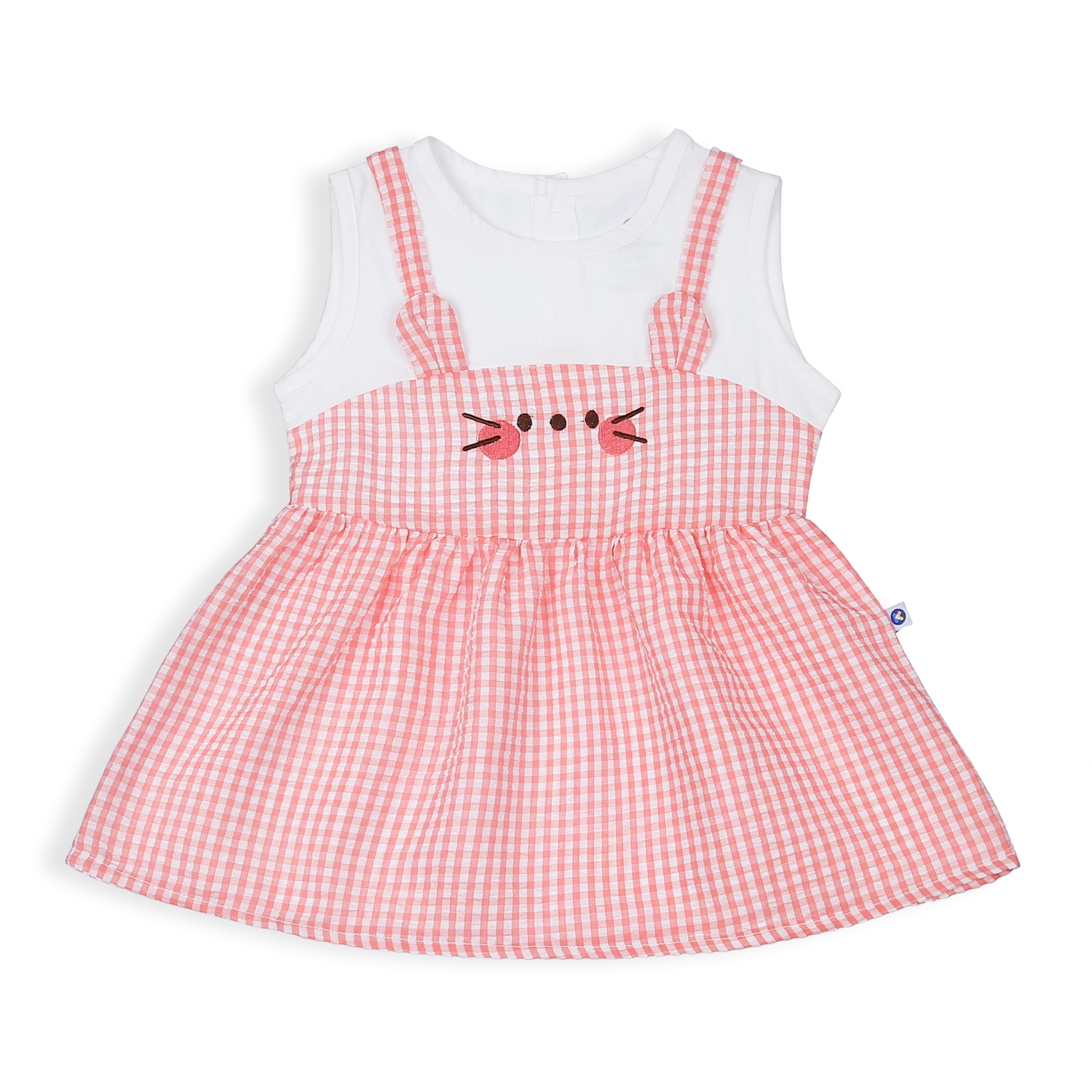 Bộ quần áo cộc tay bé gái KidsPlaza kẻ caro tai gấu HN23H (Hồng)