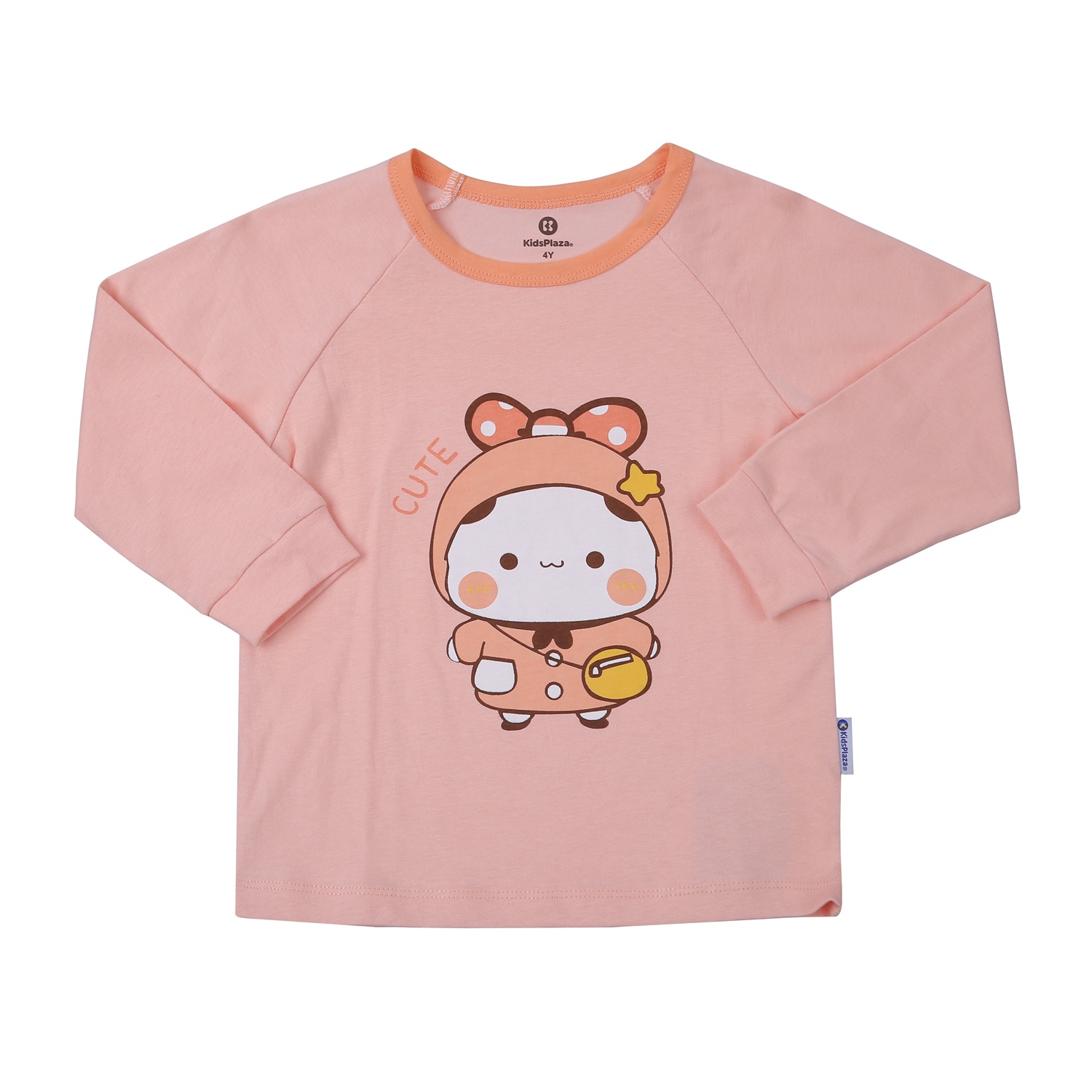 Bộ quần áo dài tay bé gái KidsPlaza in gấu cute M23T (Hồng cam) hình 2