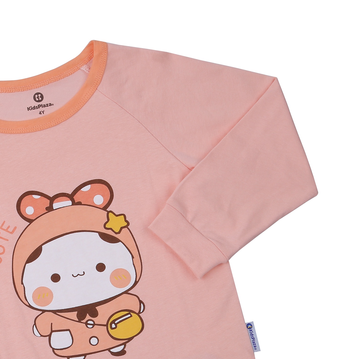 Bộ quần áo dài tay bé gái KidsPlaza in gấu cute M23T (Hồng cam) hình 4