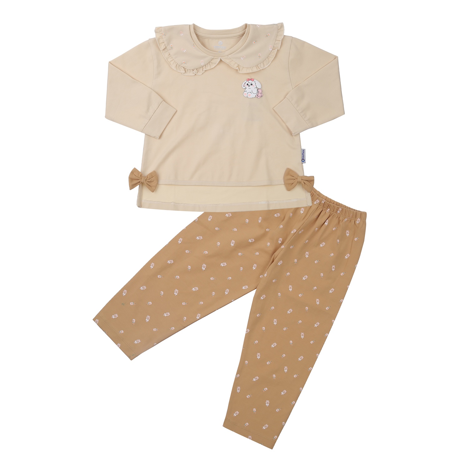 Bộ quần áo dài tay bé gái KidsPlaza in gấu TT23T (Be) hình 1