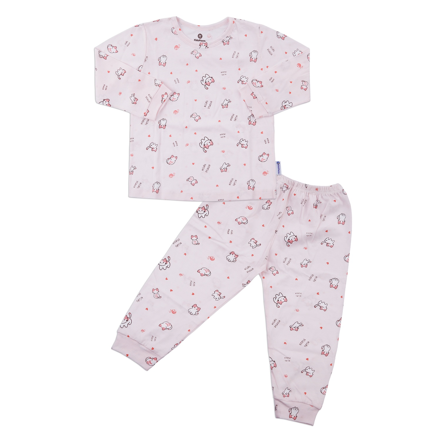 Bộ quần áo dài tay bé gái KidsPlaza in mèo M23T (Hồng) hình 1