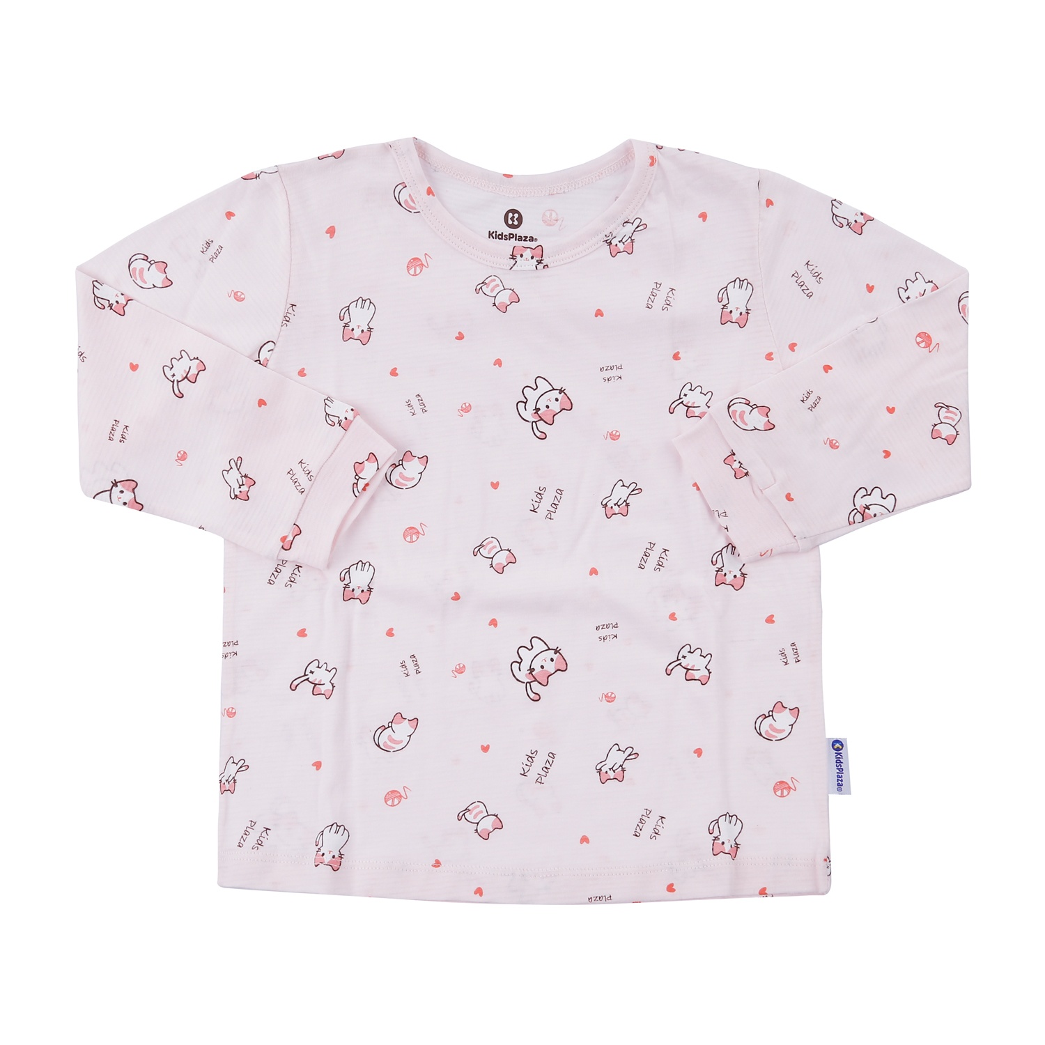 Bộ quần áo dài tay bé gái KidsPlaza in mèo M23T (Hồng) hình 2