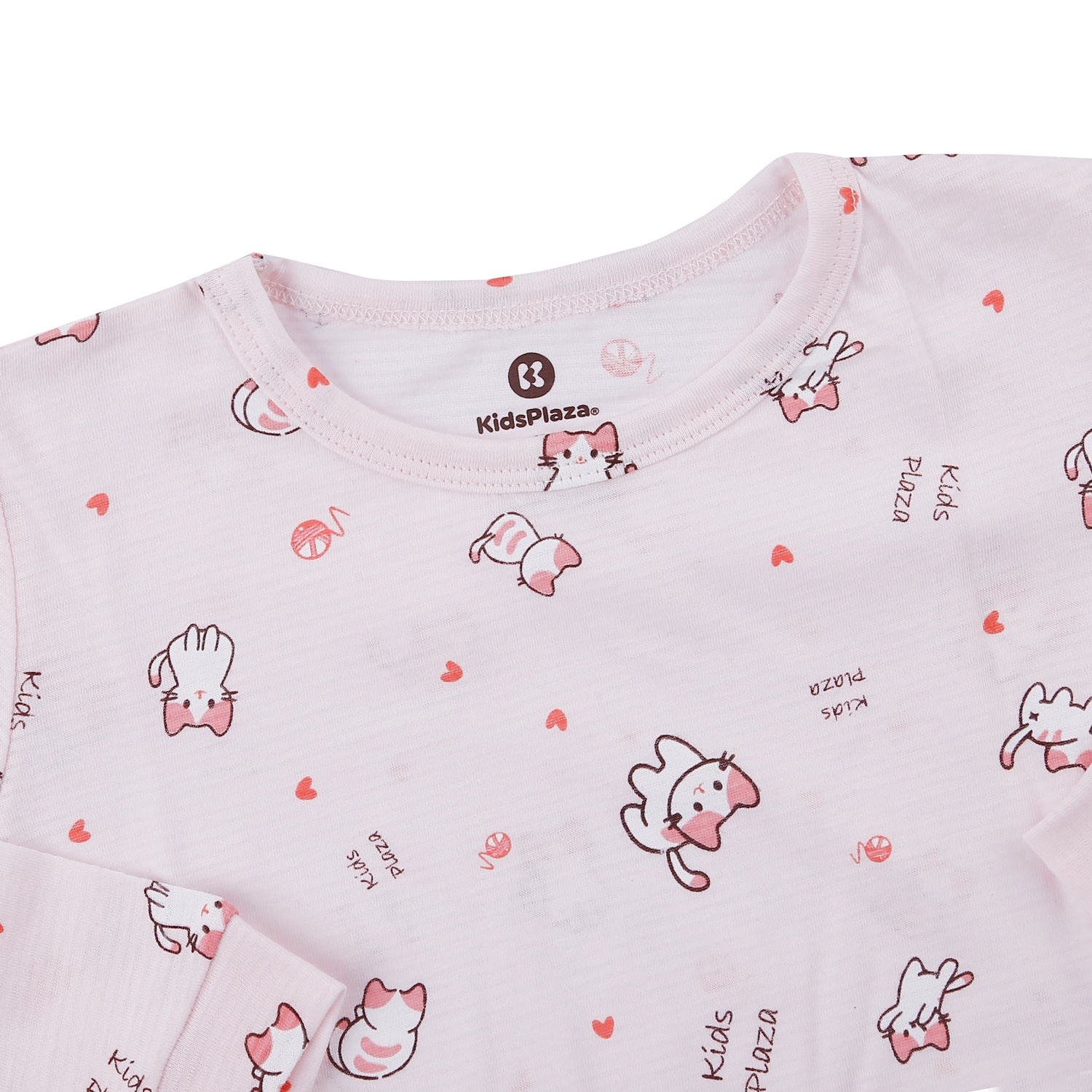 Bộ quần áo dài tay bé gái KidsPlaza in mèo M23T (Hồng) hình 3