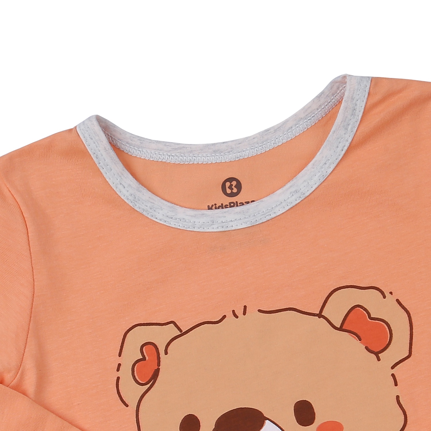 Bộ quần áo dài tay bé gái KidsPlaza in gấu M23T (Cam xám) 