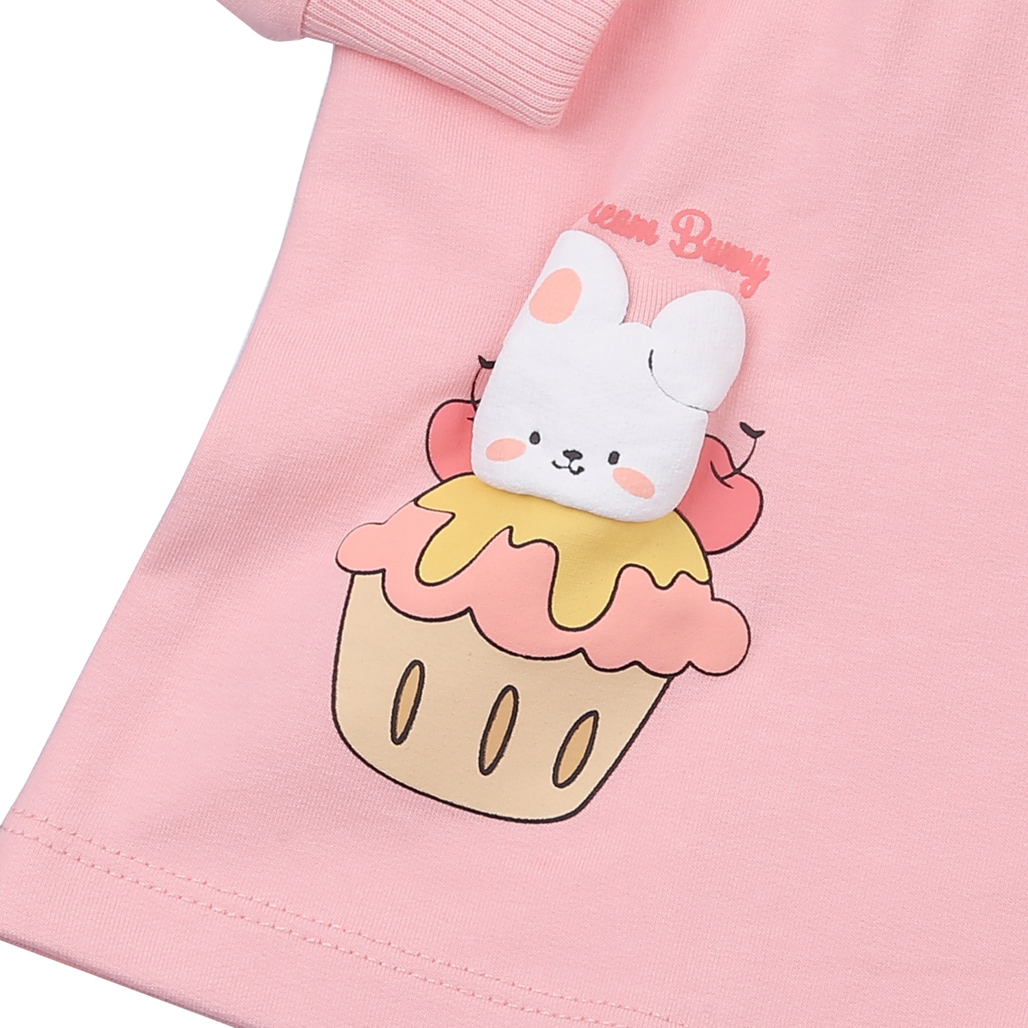 Bộ quần áo dài tay da cá bé gái KidsPlaza in gấu nơ TT23T (Hồng cam) hình 3