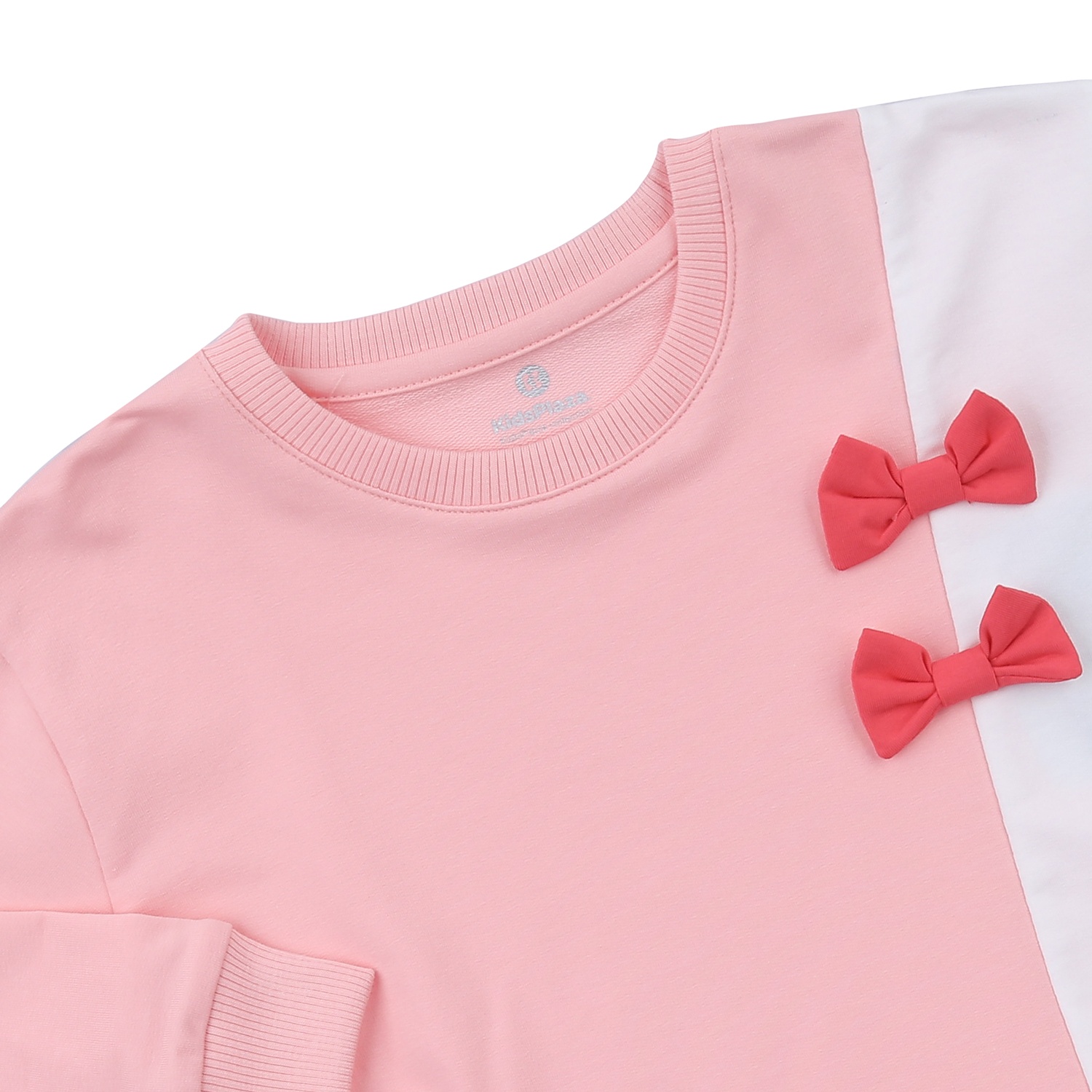 Bộ quần áo dài tay da cá bé gái KidsPlaza in gấu nơ TT23T (Hồng cam) hình 4