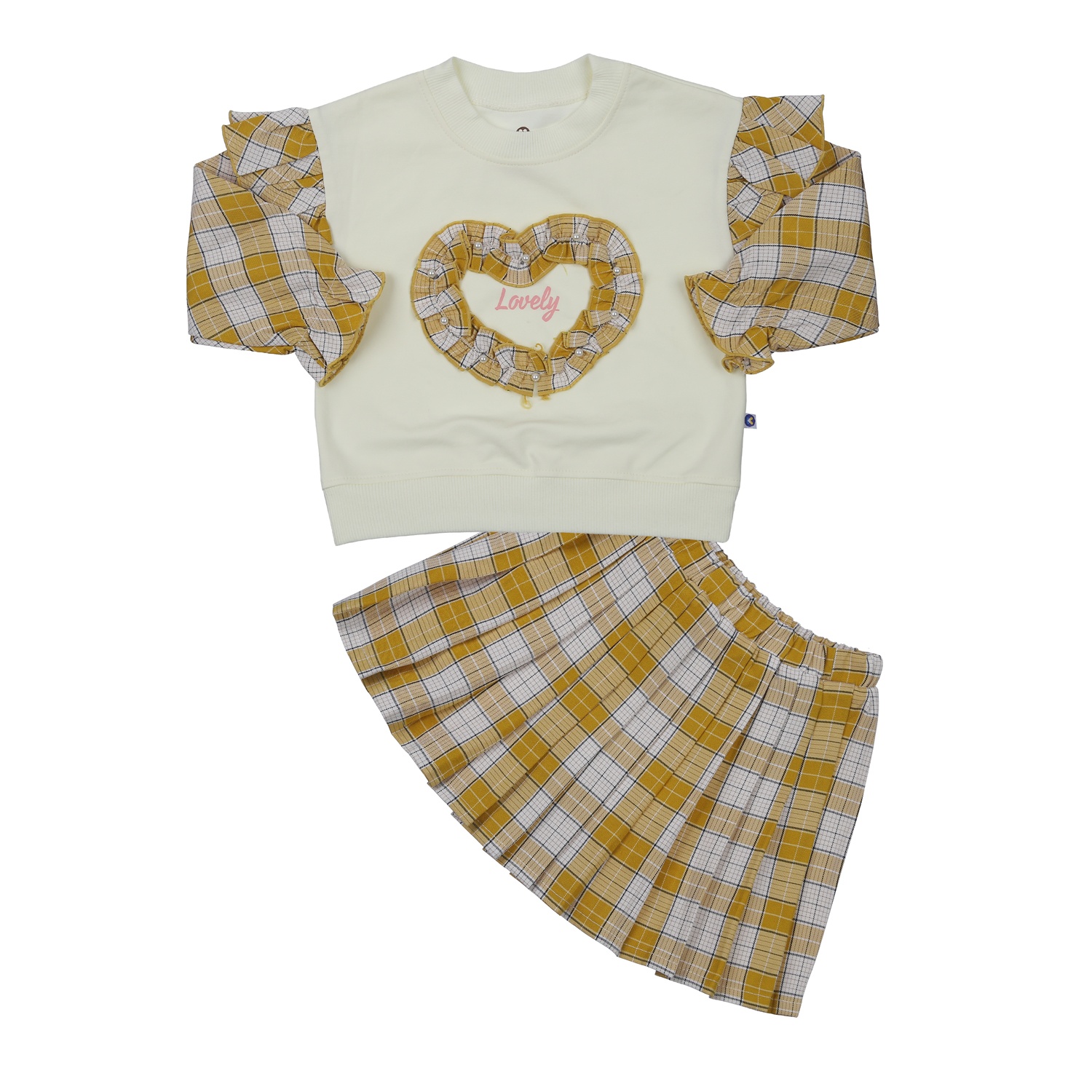 Set váy bé gái KidsPlaza in tim LOVE HN23D (Vàng)
