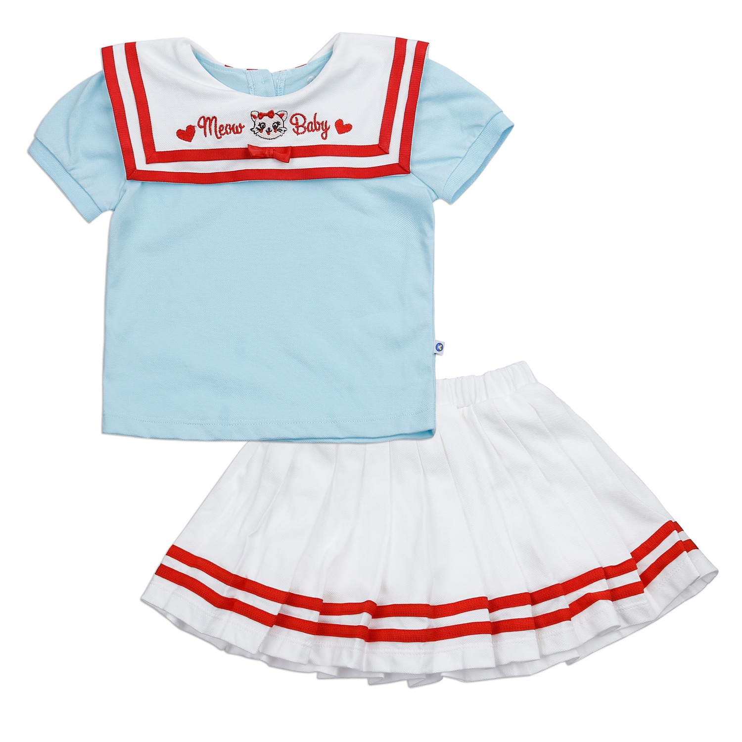 Set váy polo KidsPlaza cổ vuông HN23H (Xanh trắng)  hình 1