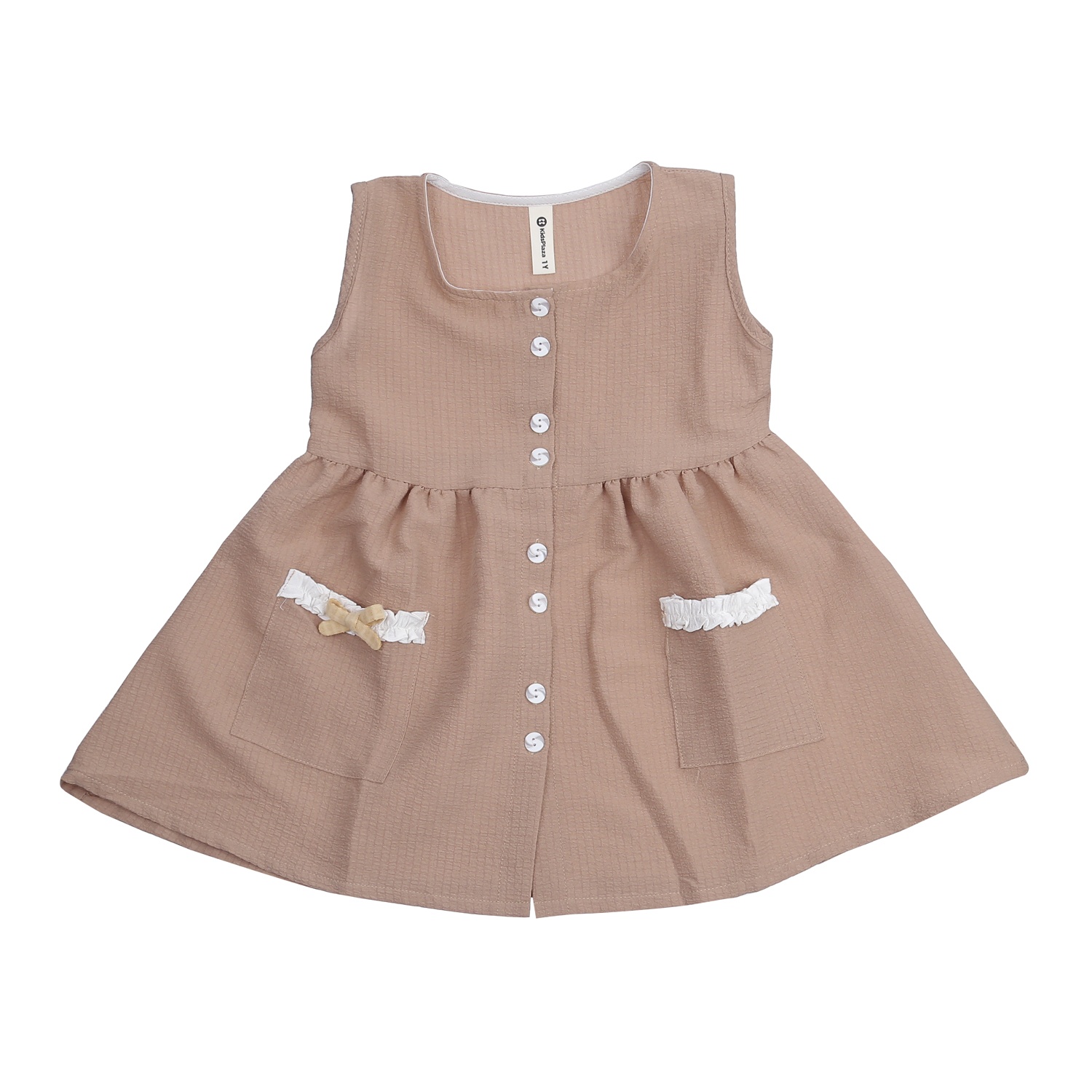 Sét váy yếm bé gái KidsPlaza cổ thêu thỏ AT23T (Nâu)  hình 3