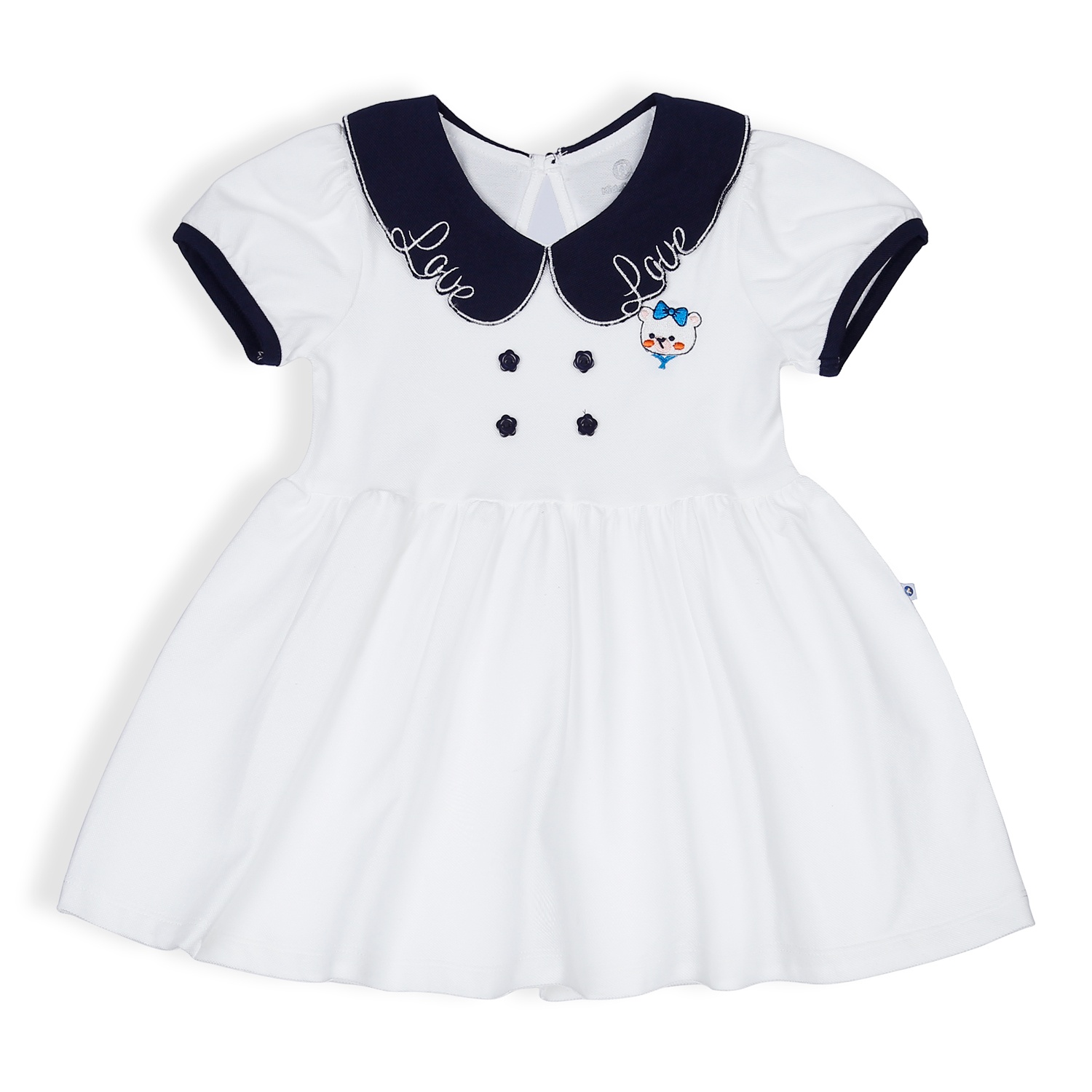Váy Polo bé gái KidsPlaza cổ sen viền chữ HN23H (Trắng) hình 1
