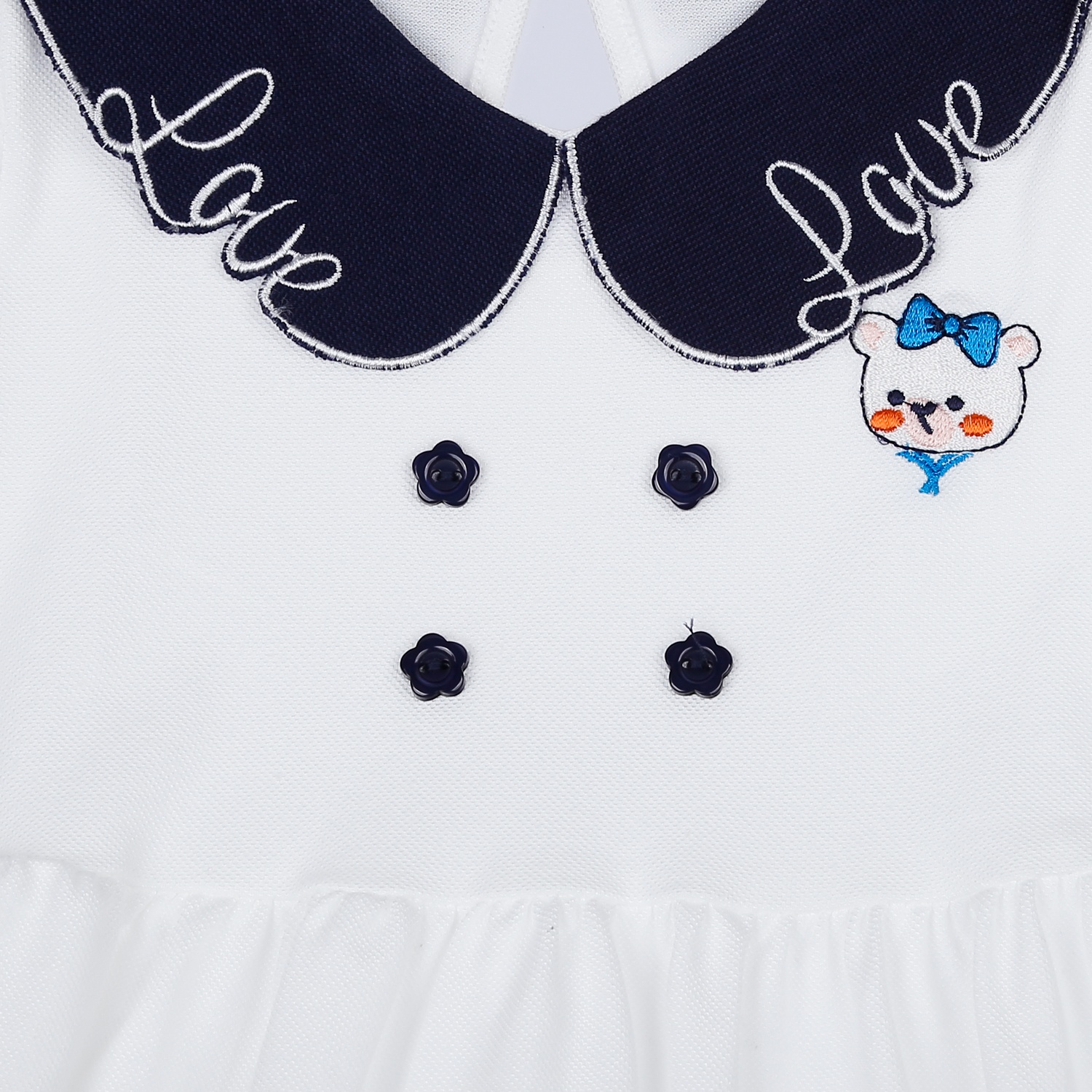 Váy Polo bé gái KidsPlaza cổ sen viền chữ HN23H (Trắng) hình 2