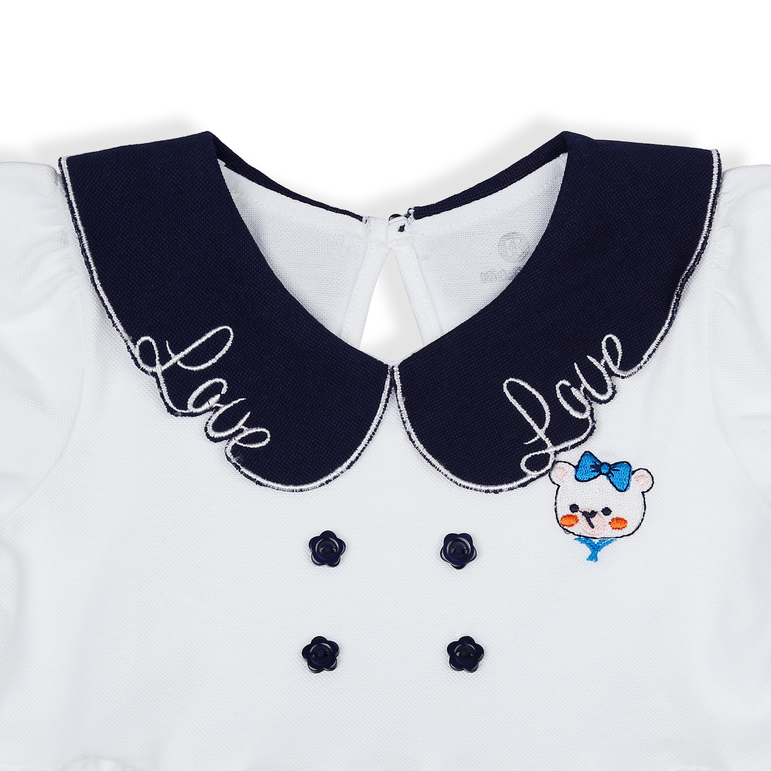 Váy Polo bé gái KidsPlaza cổ sen viền chữ HN23H (Trắng) hình 3