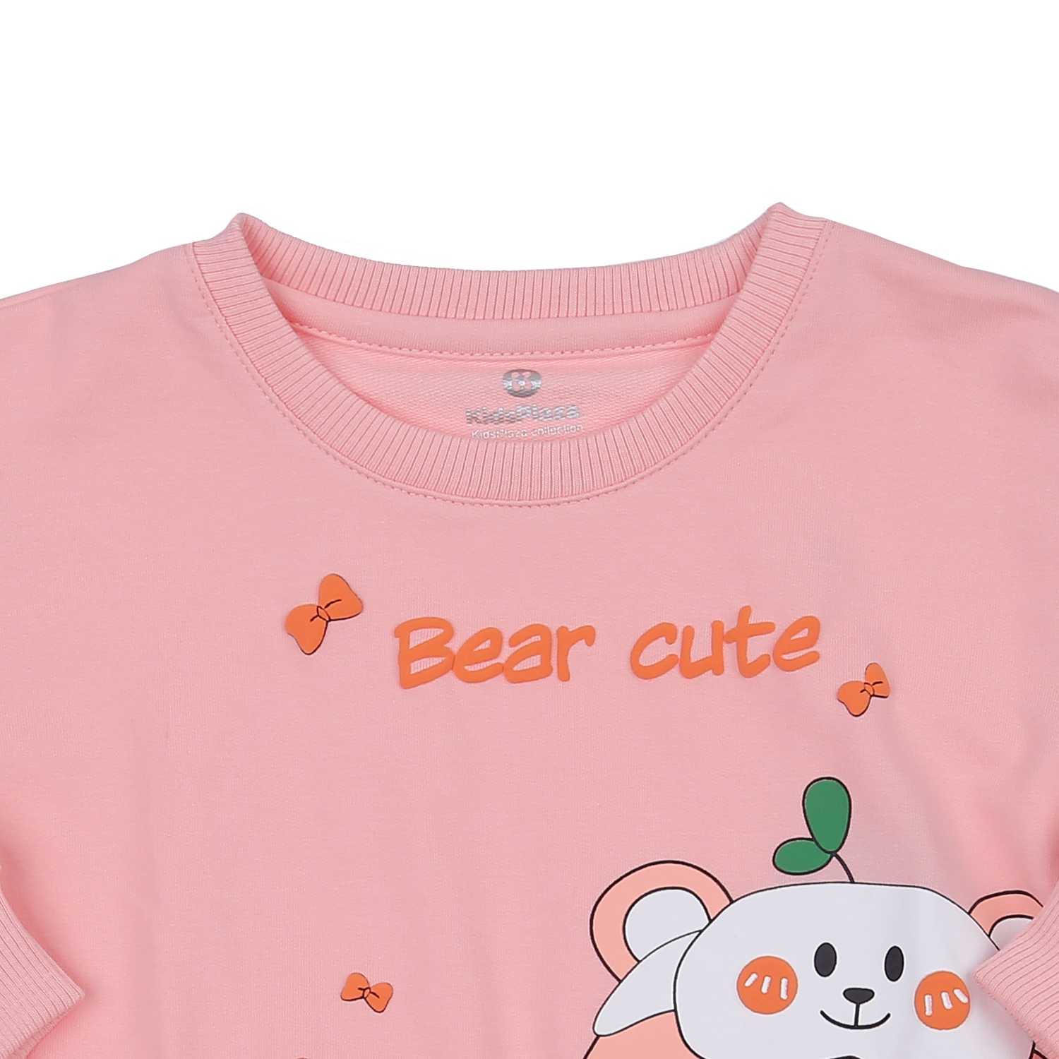 Bộ quần áo dài tay bé gái KidsPlaza in Bear cute TT23T (Hồng cam)