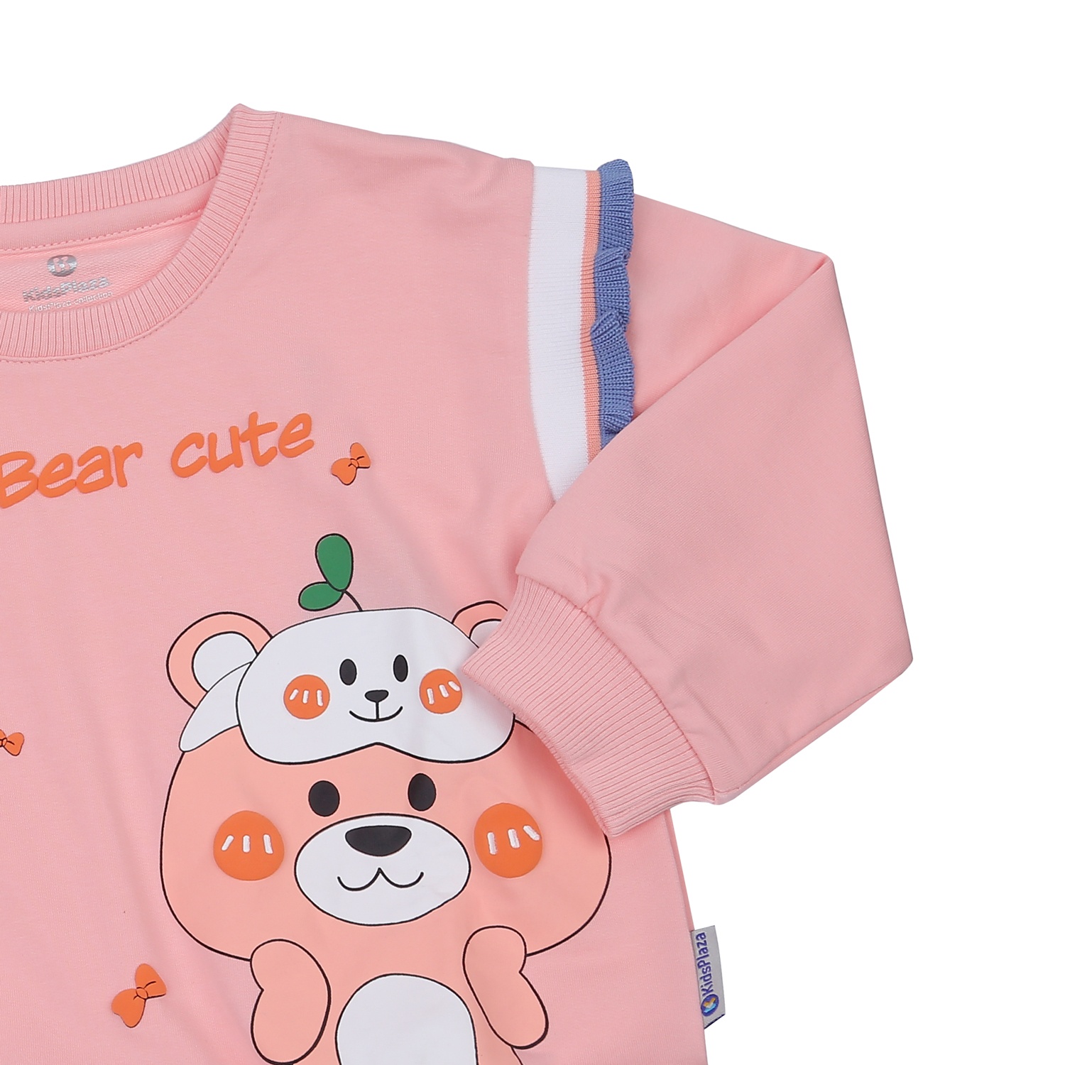 Bộ quần áo dài tay bé gái KidsPlaza in Bear cute TT23T (Hồng cam)