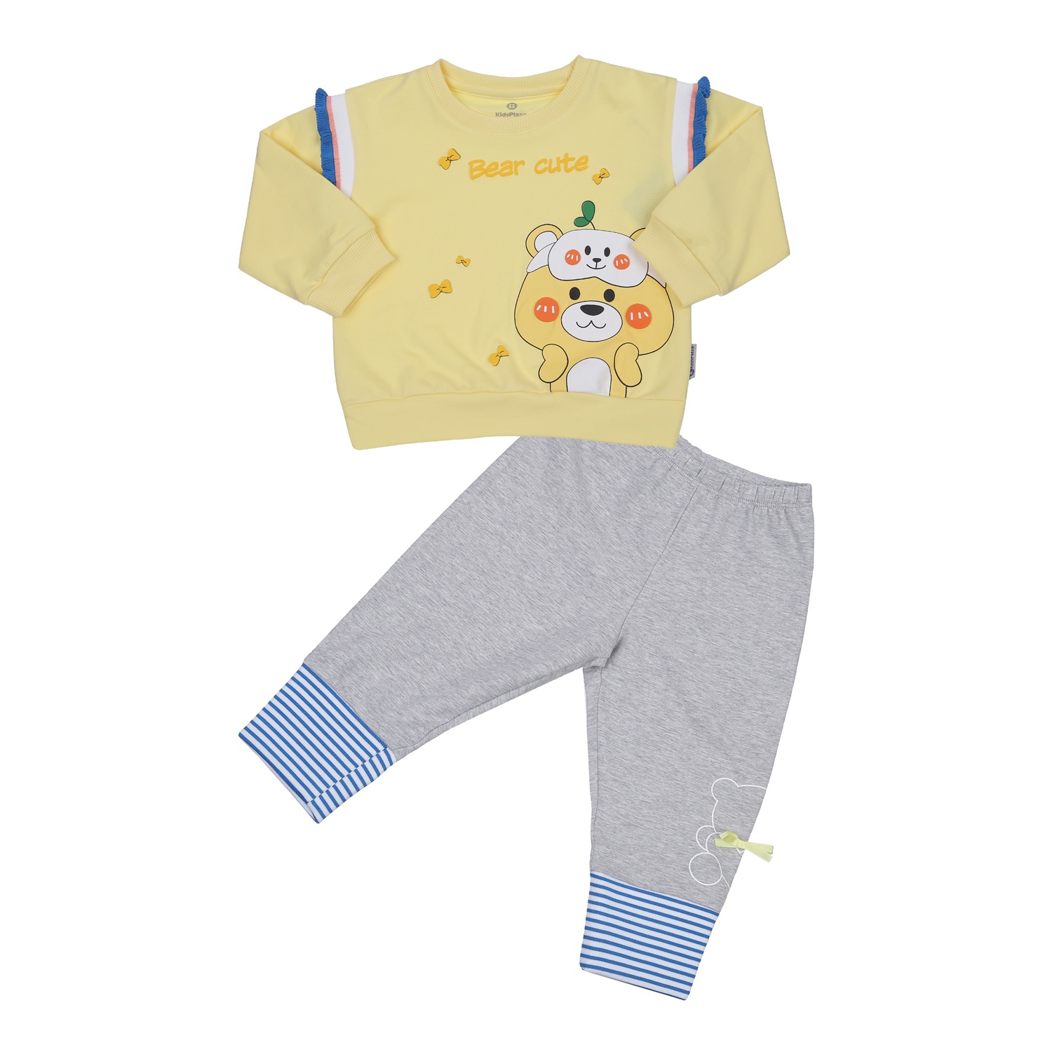Bộ quần áo dài tay bé gái KidsPlaza in Bear cute TT23T (Vàng)