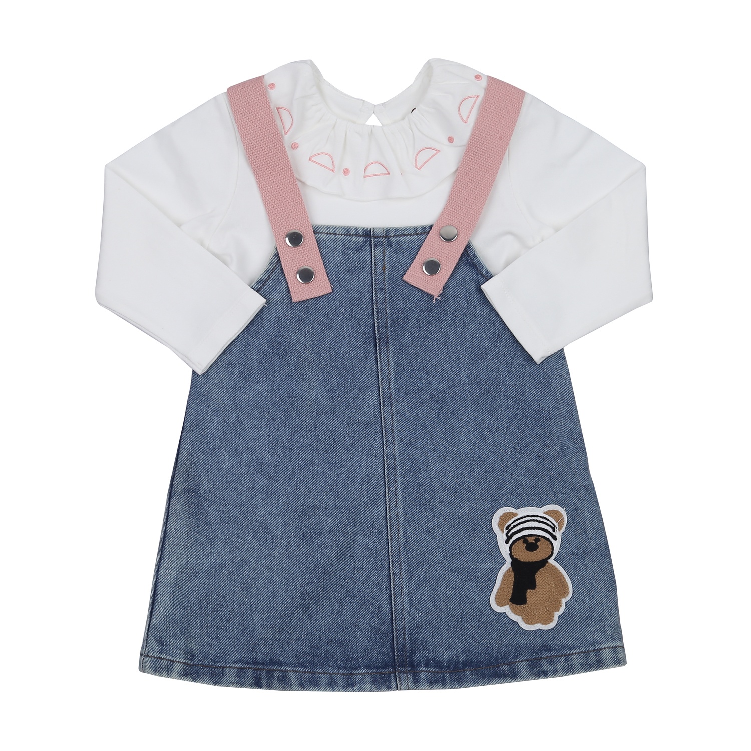 Set yếm bò KidsPlaza thêu gấu HN23T (Hồng) hình 1