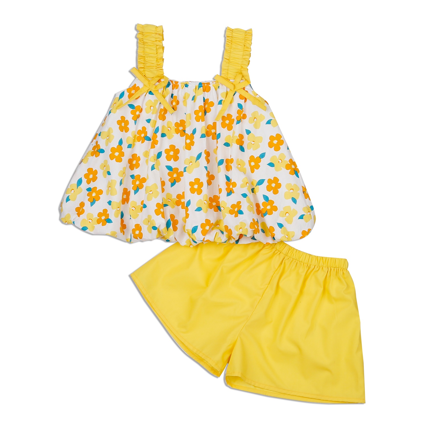 Bộ quần áo 2 dây bé gái KidsPlaza in hoa M23H (Vàng)  hình 1