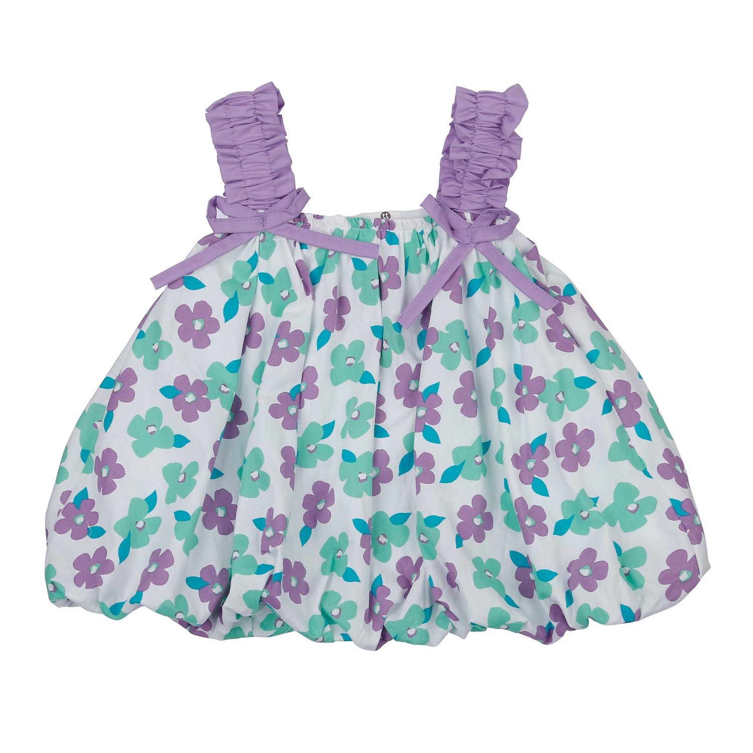 Bộ quần áo 2 dây bé gái KidsPlaza in hoa M23H (Xanh tím) hình 2