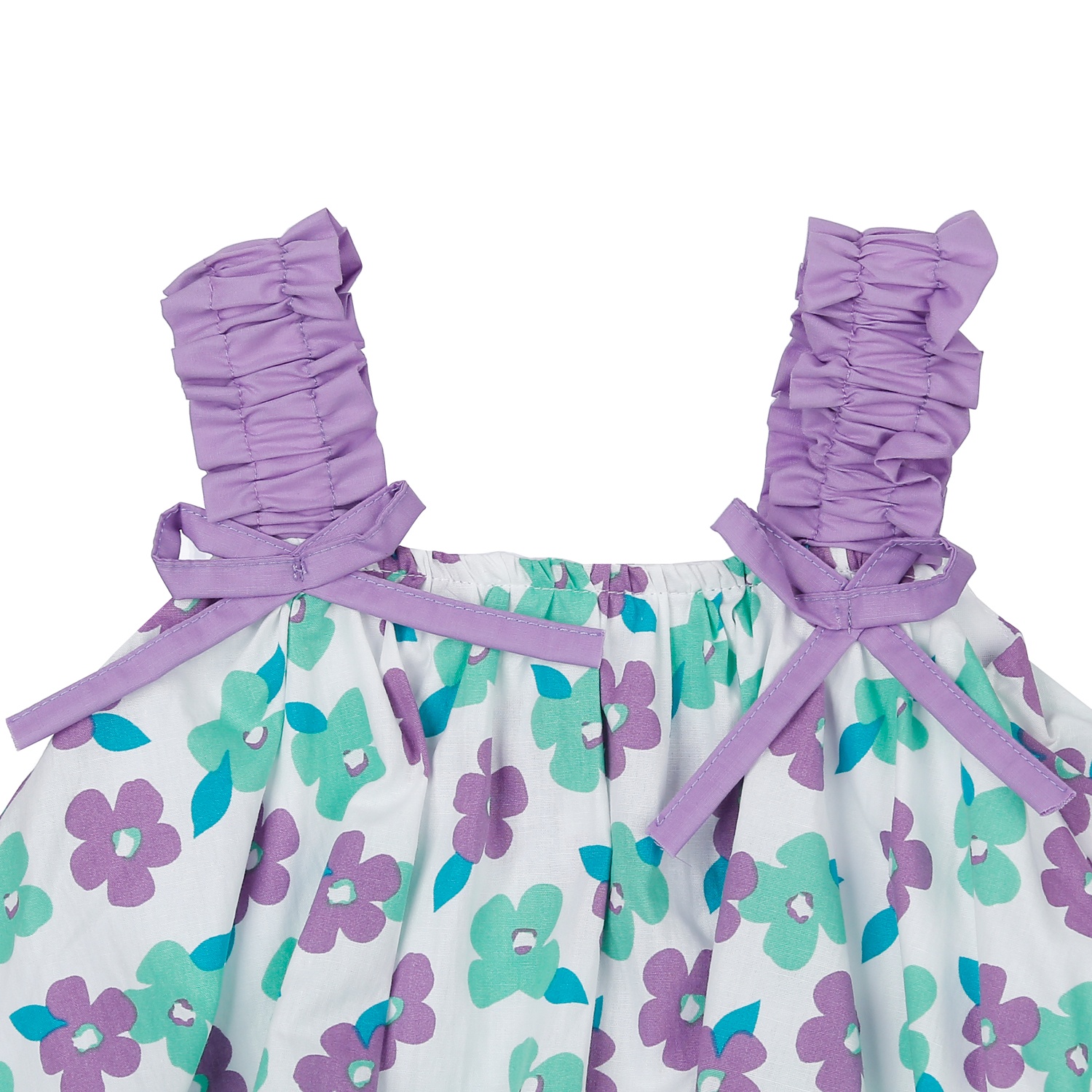 Bộ quần áo 2 dây bé gái KidsPlaza in hoa M23H (Xanh tím) hình 3