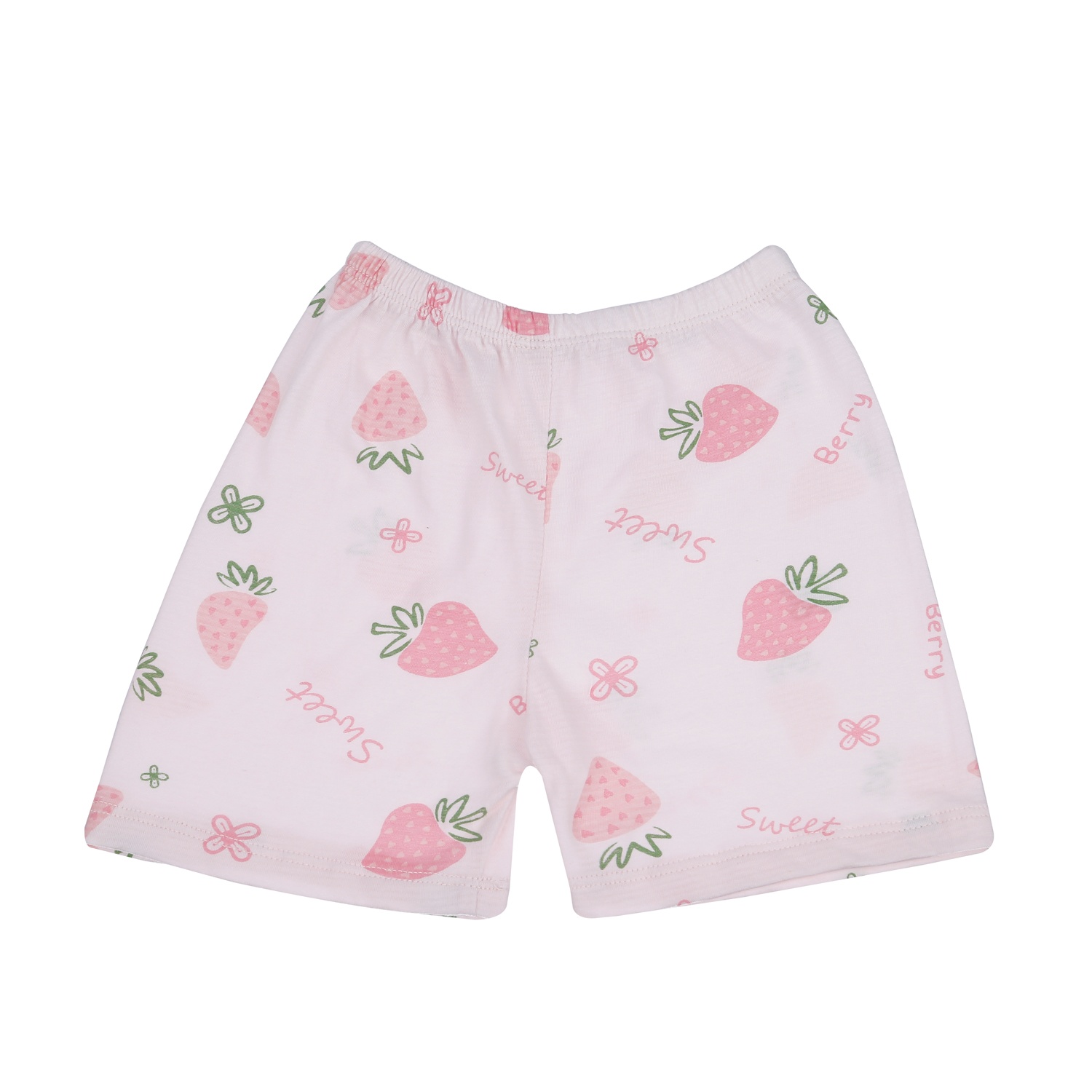 Bộ quần áo ba lỗ bé gái KidsPlaza kẻ in dâu M23H (Hồng)  hình 4