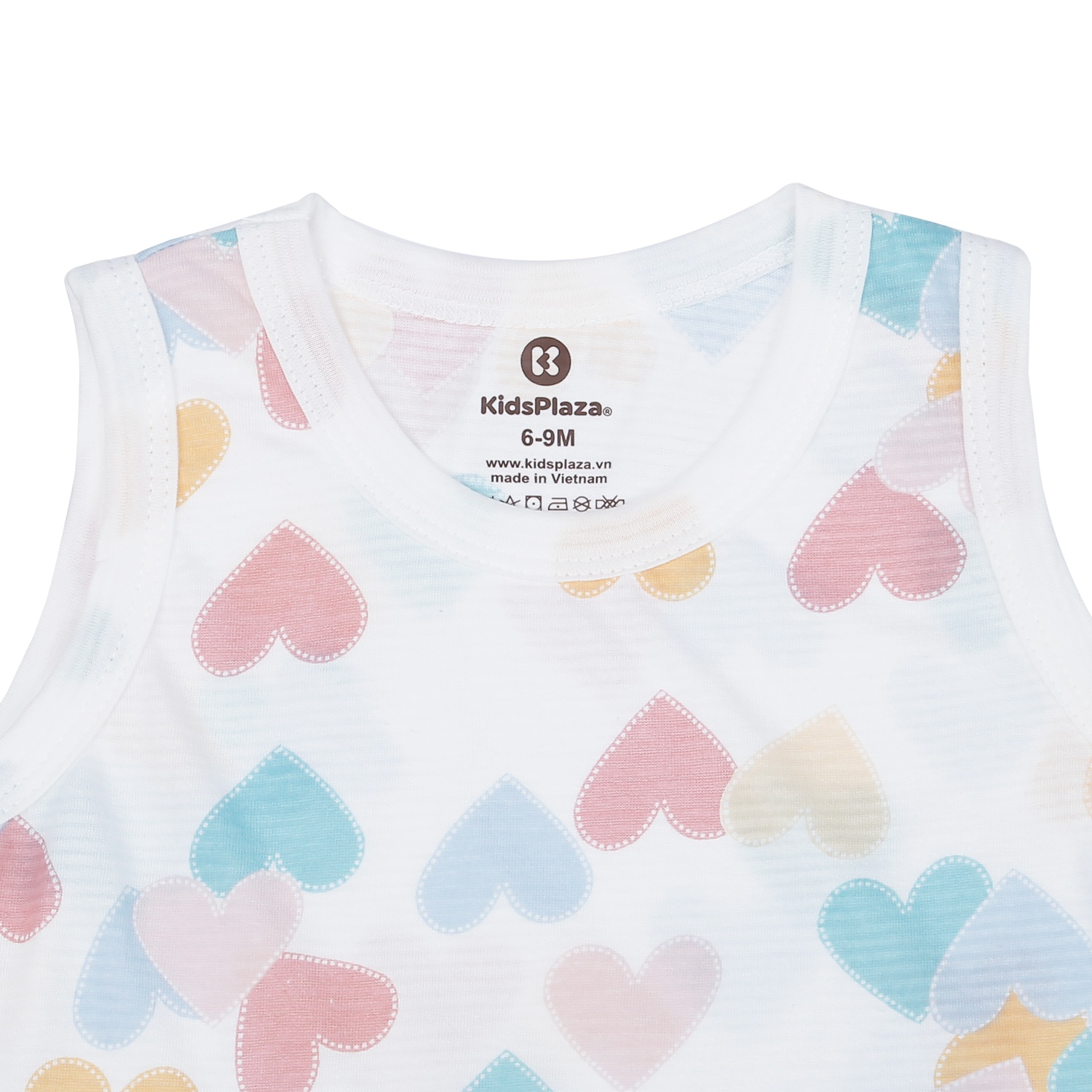 Bộ quần áo ba lỗ bé gái KidsPlaza kẻ tim M23H (Trắng)  hình 3