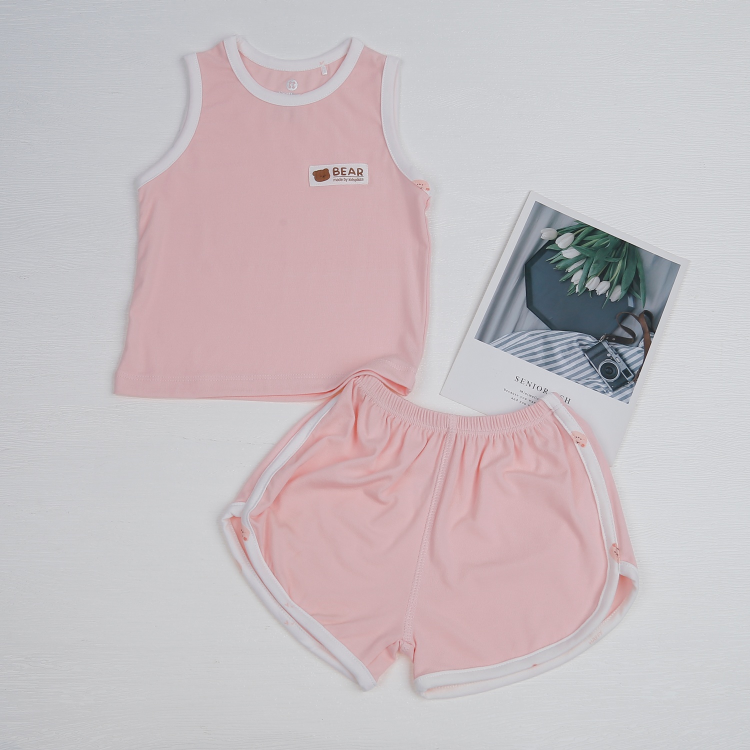 Bộ quần áo ba lỗ bé gái Otis KidsPlaza ND23H (Hồng) hình 1