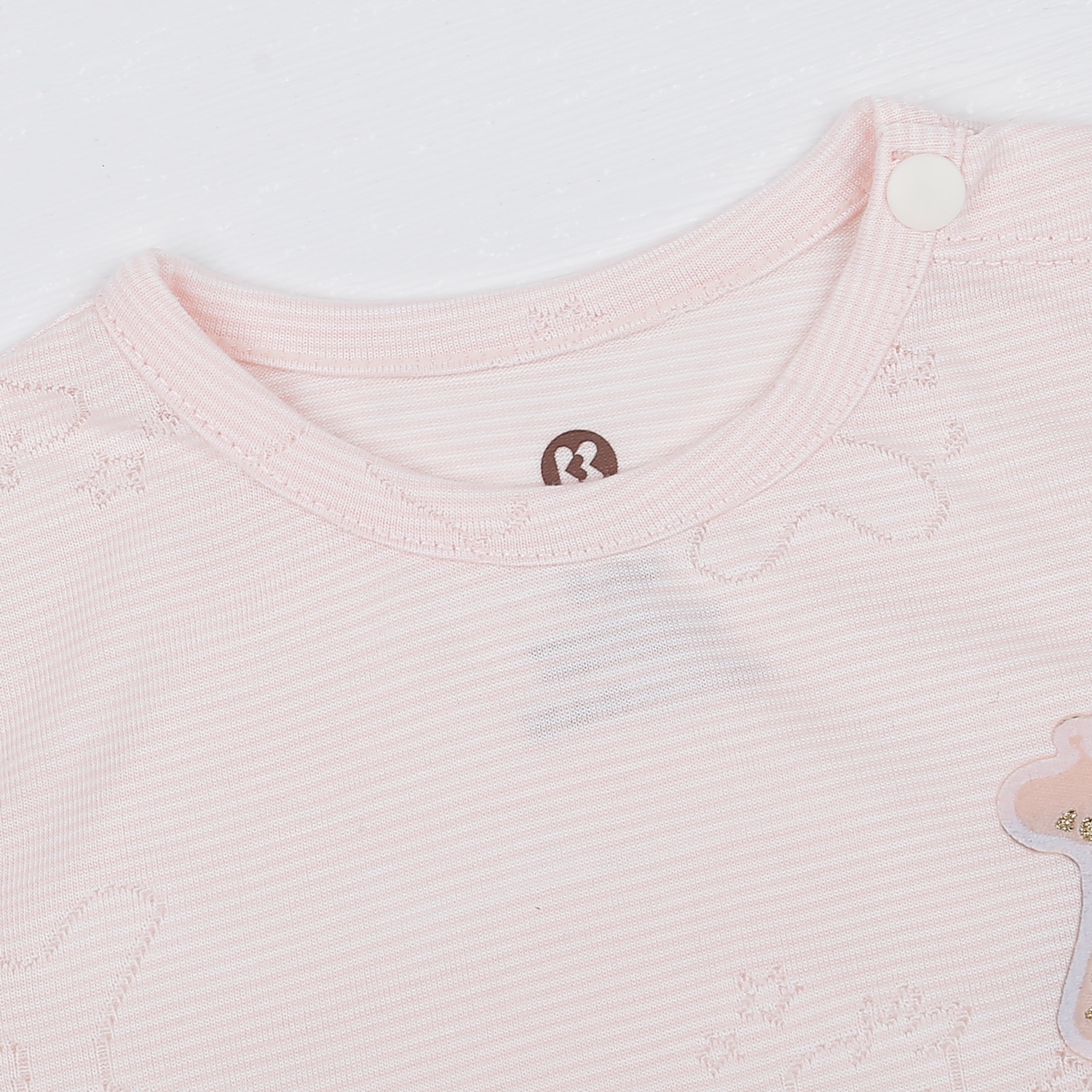 Bộ quần áo bé gái cộc tay cài vai in hươu hồng KidsPlaza HN23H  hình 3