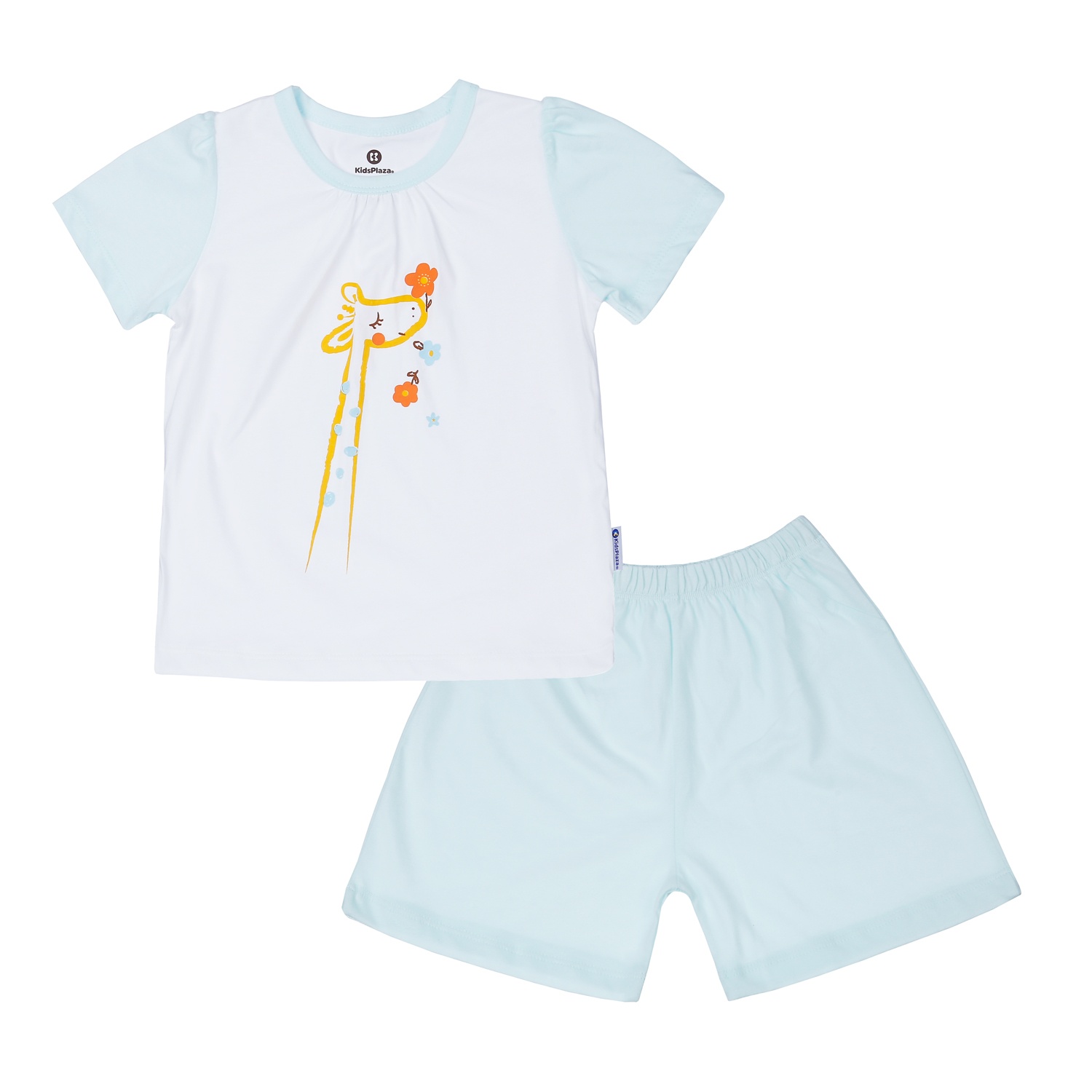 Bộ quần áo bé gái cộc tay KidsPlaza in hươu M23H (Trắng xanh) hình 1
