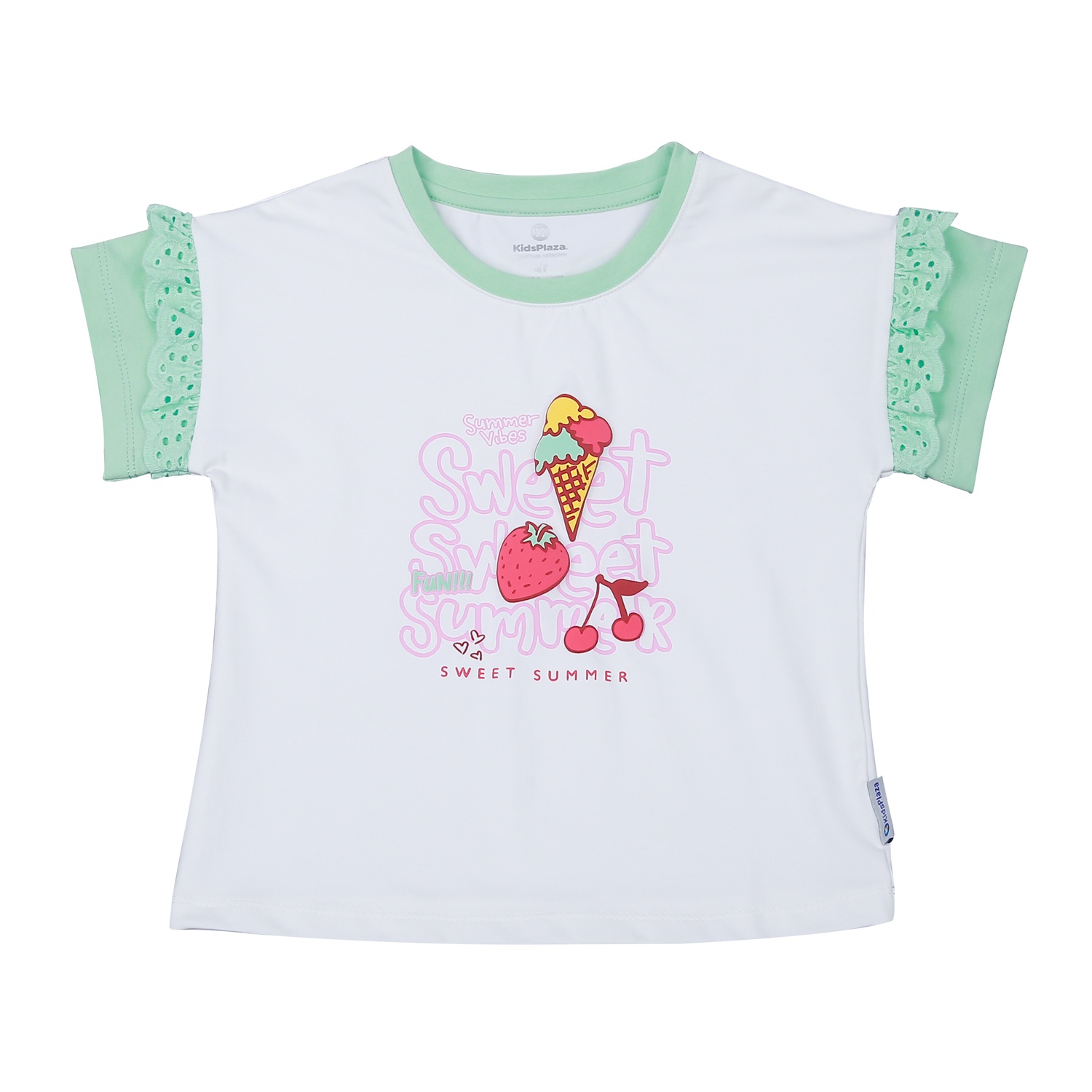 Bộ quần áo bé gái cộc tay KidsPlaza in Kem Sweet TT23H hình 2