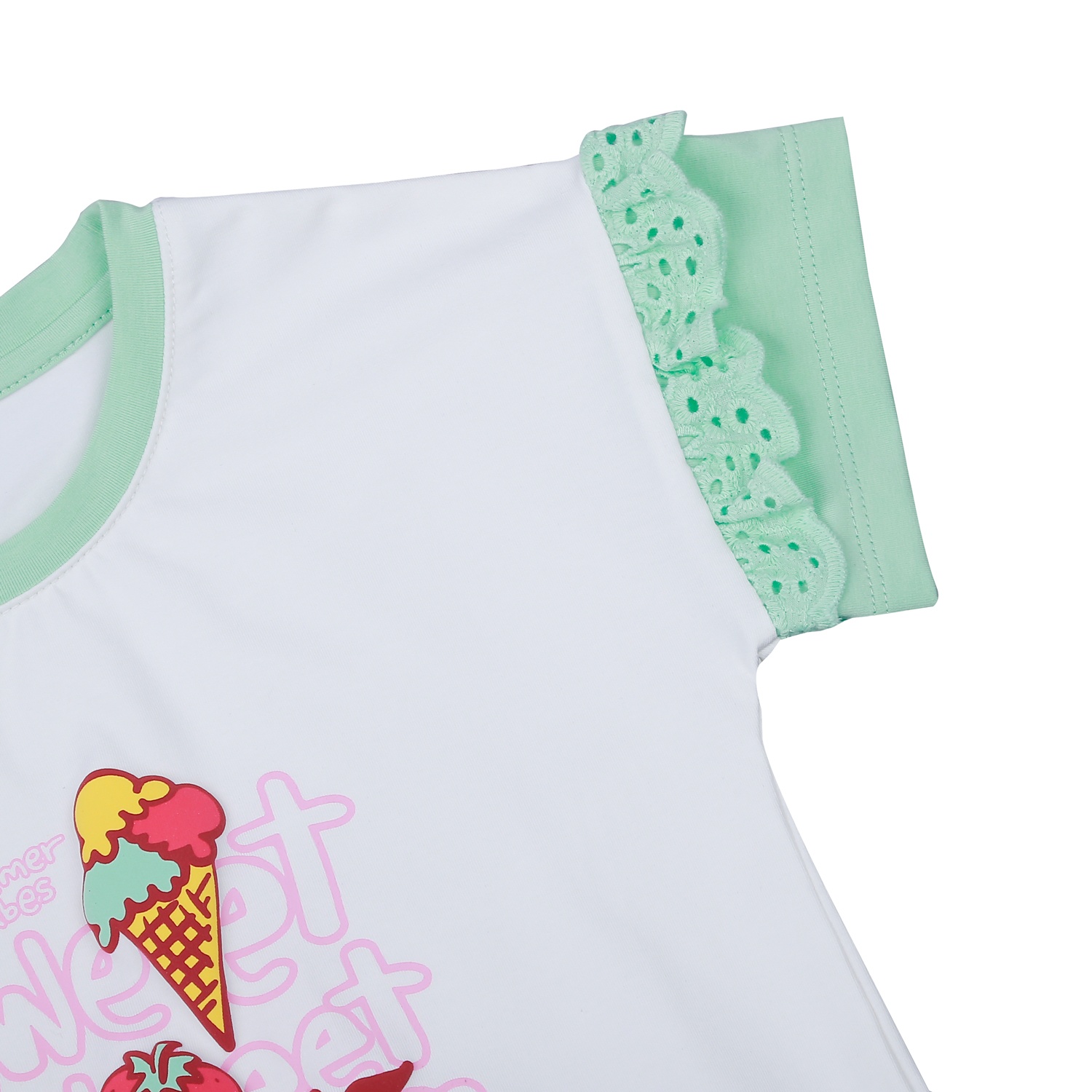 Bộ quần áo bé gái cộc tay KidsPlaza in Kem Sweet TT23H hình 3