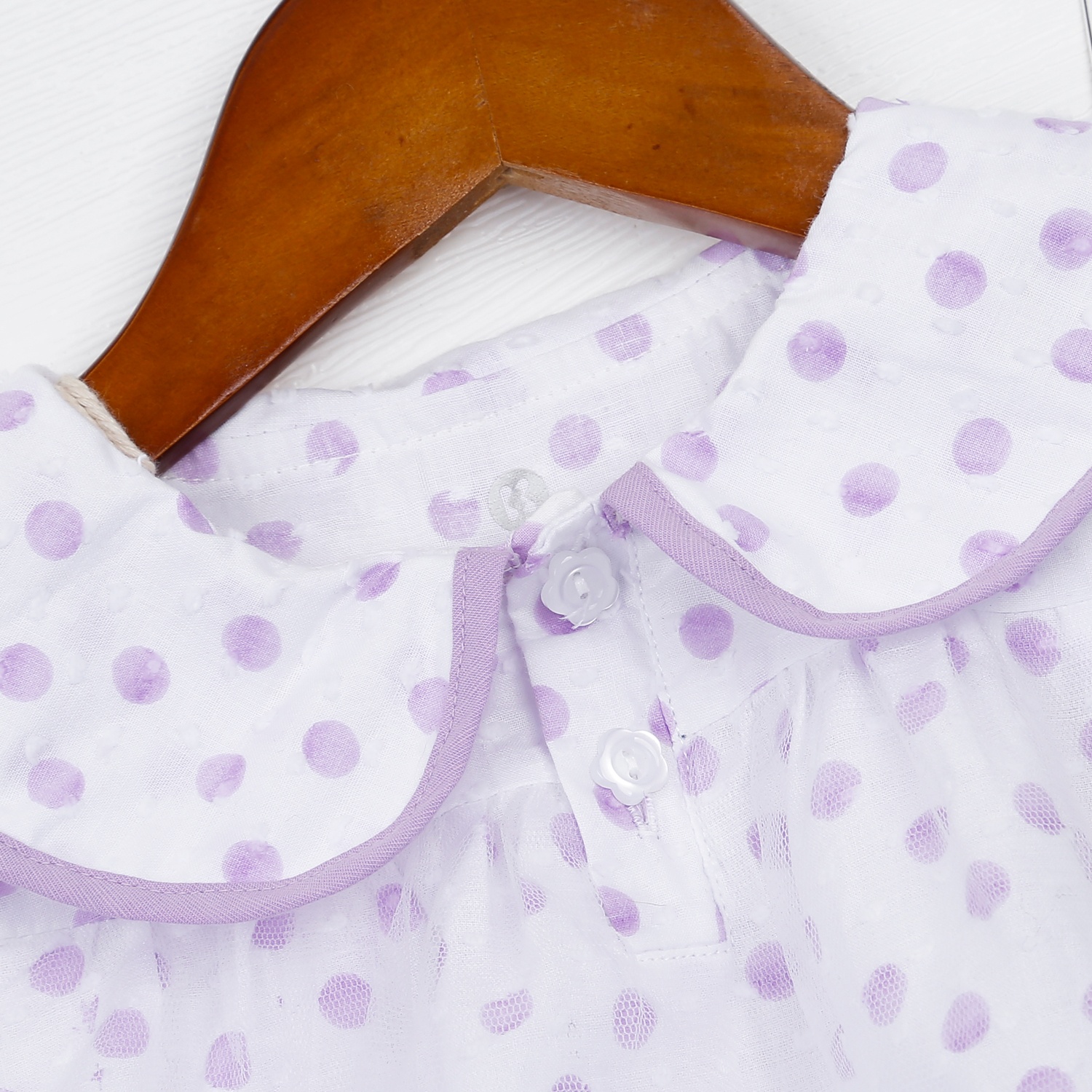 Bộ quần áo bé gái KidsPlaza bèo chấm bi HN23H (Tím)