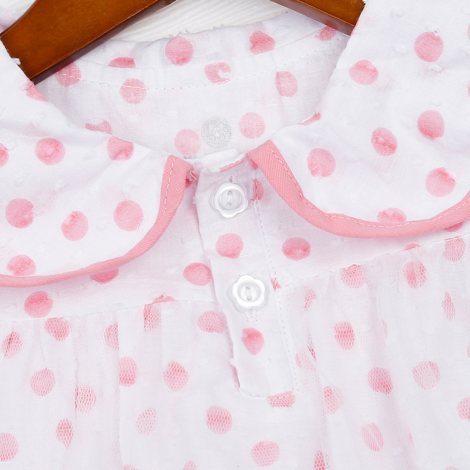 Bộ quần áo cộc tay bé gái KidsPlaza họa tiết chấm bi HN23H (Hồng) hình 3