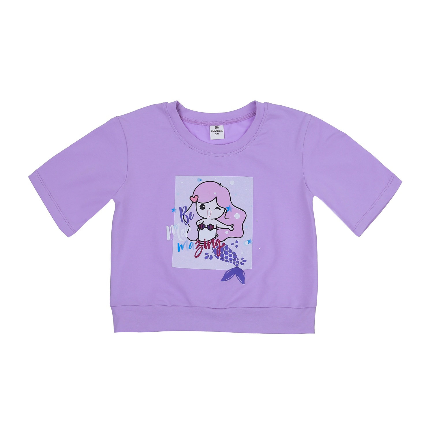 Bộ quần áo cộc tay bé gái KidsPlaza in Elsa M23H (Trắng tím)