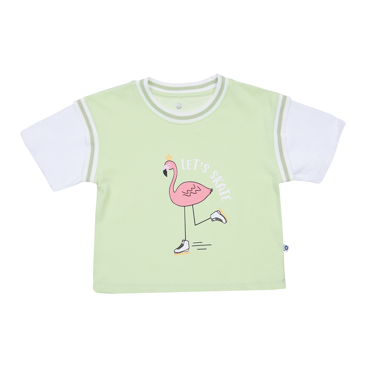 Bộ quần áo cộc tay bé gái KidsPlaza in hồng hạc HN23H (Xanh) hình 2