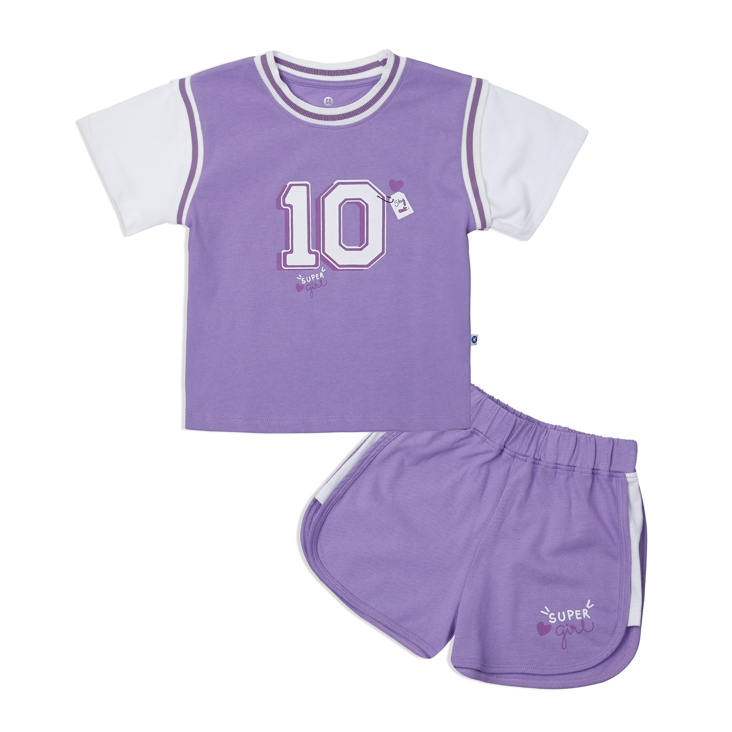 Bộ quần áo cộc tay bé gái KidsPlaza in số 10 HN23H (Tím) hình 1