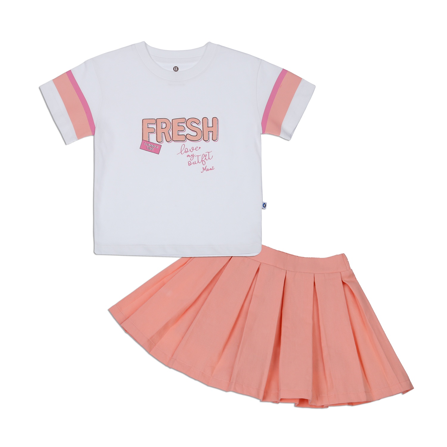 Set váy bé gái cộc tay Kidslaza in Fresh HN23H (Trắng hồng) hình 1