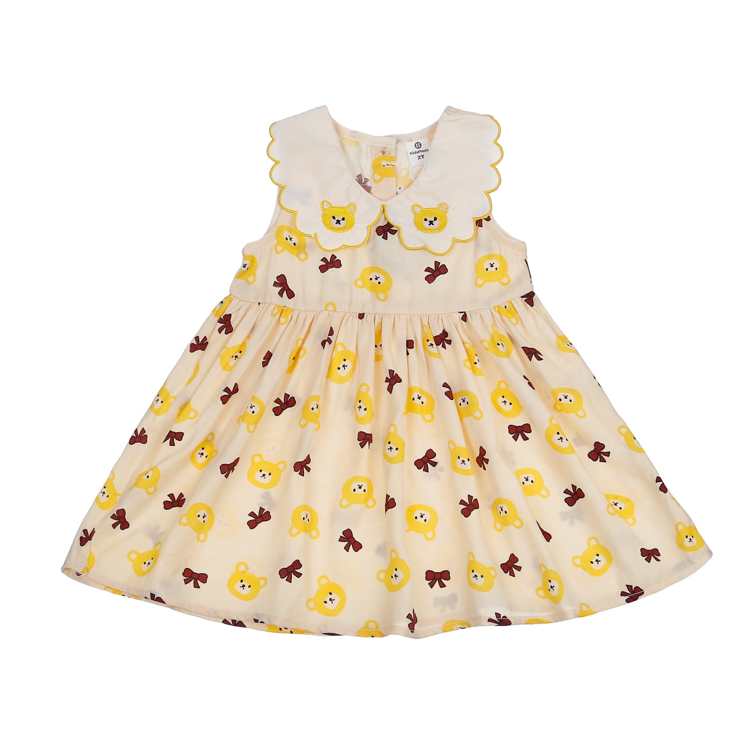 Váy bé gái KidsPlaza cổ bèo thêu hình gấu M23H (Vàng) hình 1