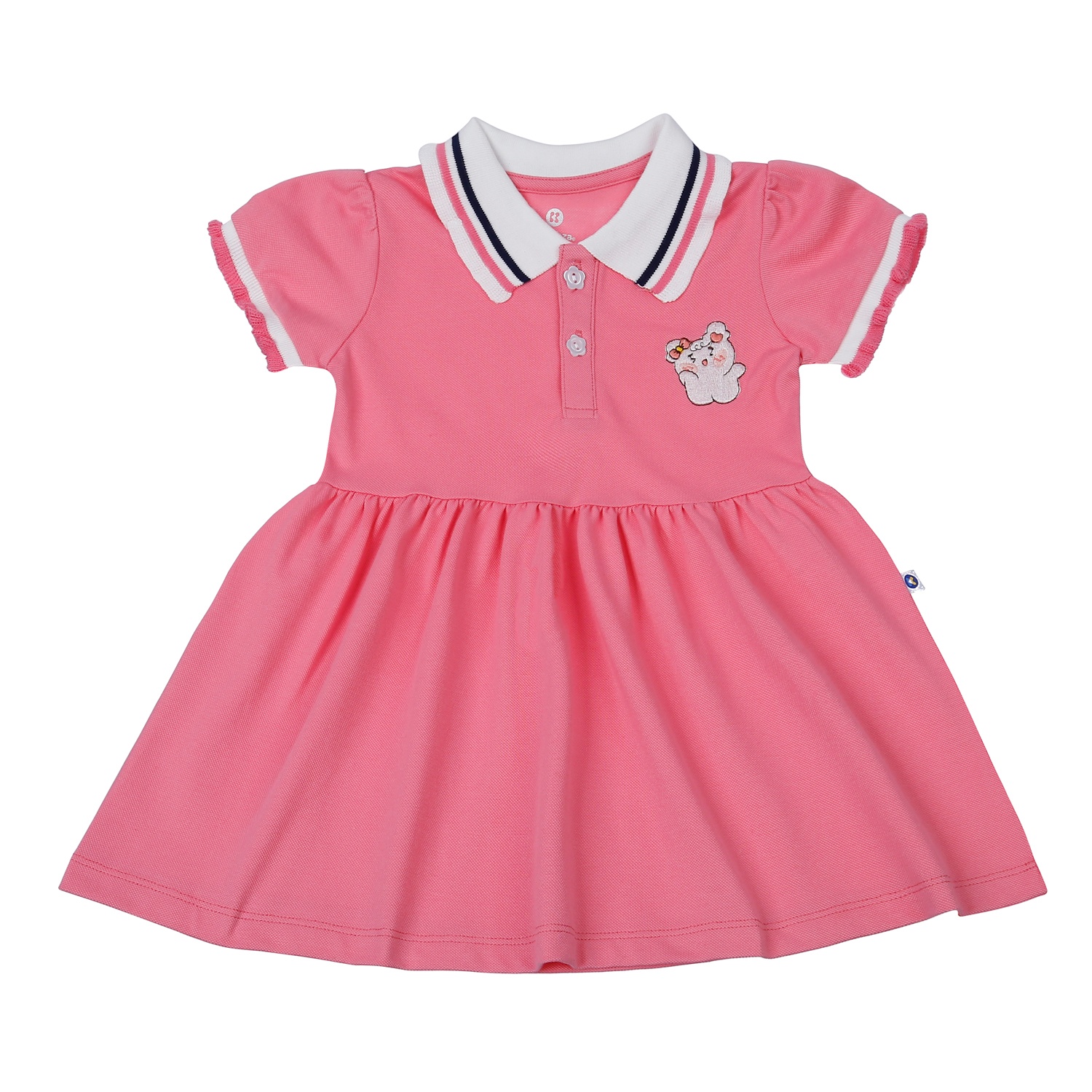 Váy bé gái polo KidsPlaza tay bèo thêu thỏ HN23H (Hồng)