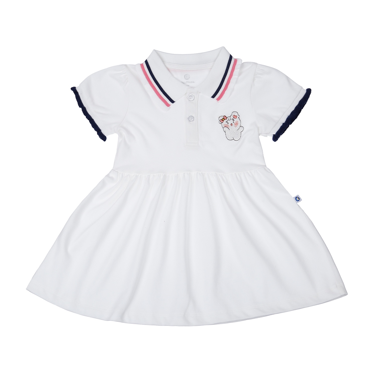 Váy bé gái polo KidsPlaza tay bèo thêu thỏ HN23H (Trắng) hình 1