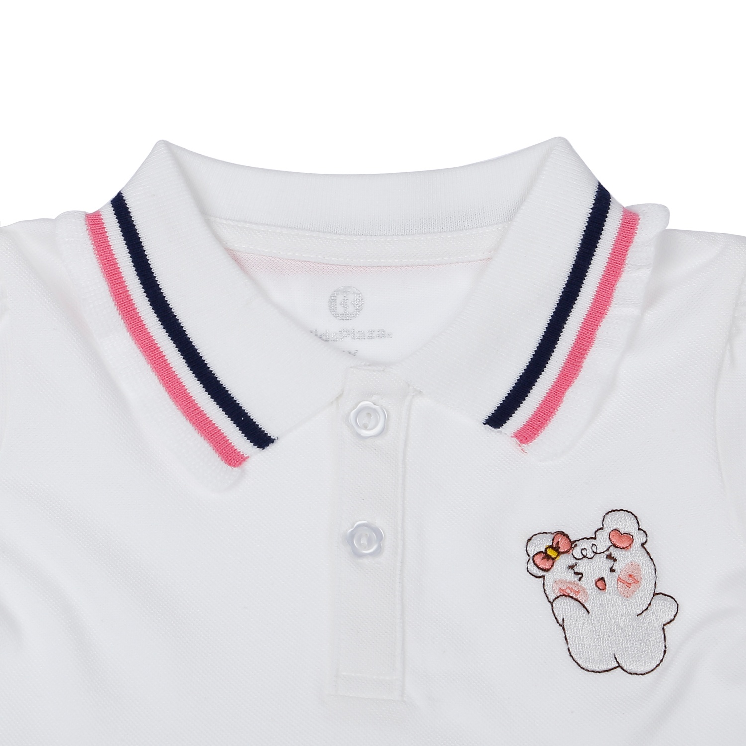 Váy bé gái polo KidsPlaza tay bèo thêu thỏ HN23H (Trắng) hình 2