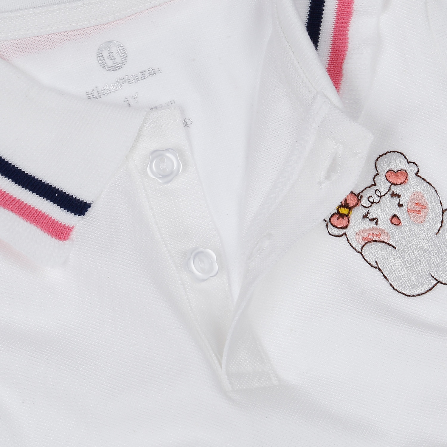 Váy bé gái polo KidsPlaza tay bèo thêu thỏ HN23H (Trắng) hình 3