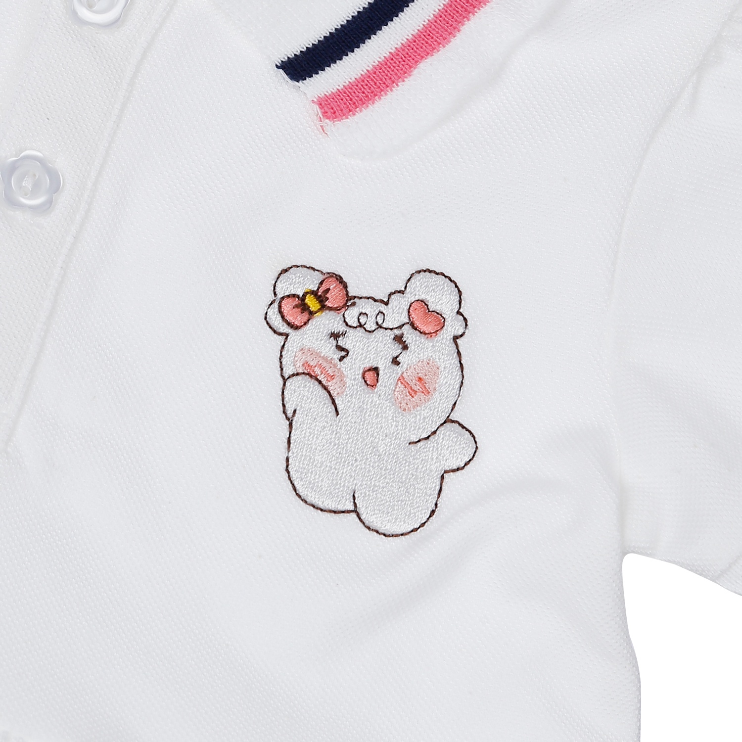 Váy bé gái polo KidsPlaza tay bèo thêu thỏ HN23H (Trắng) hình 4