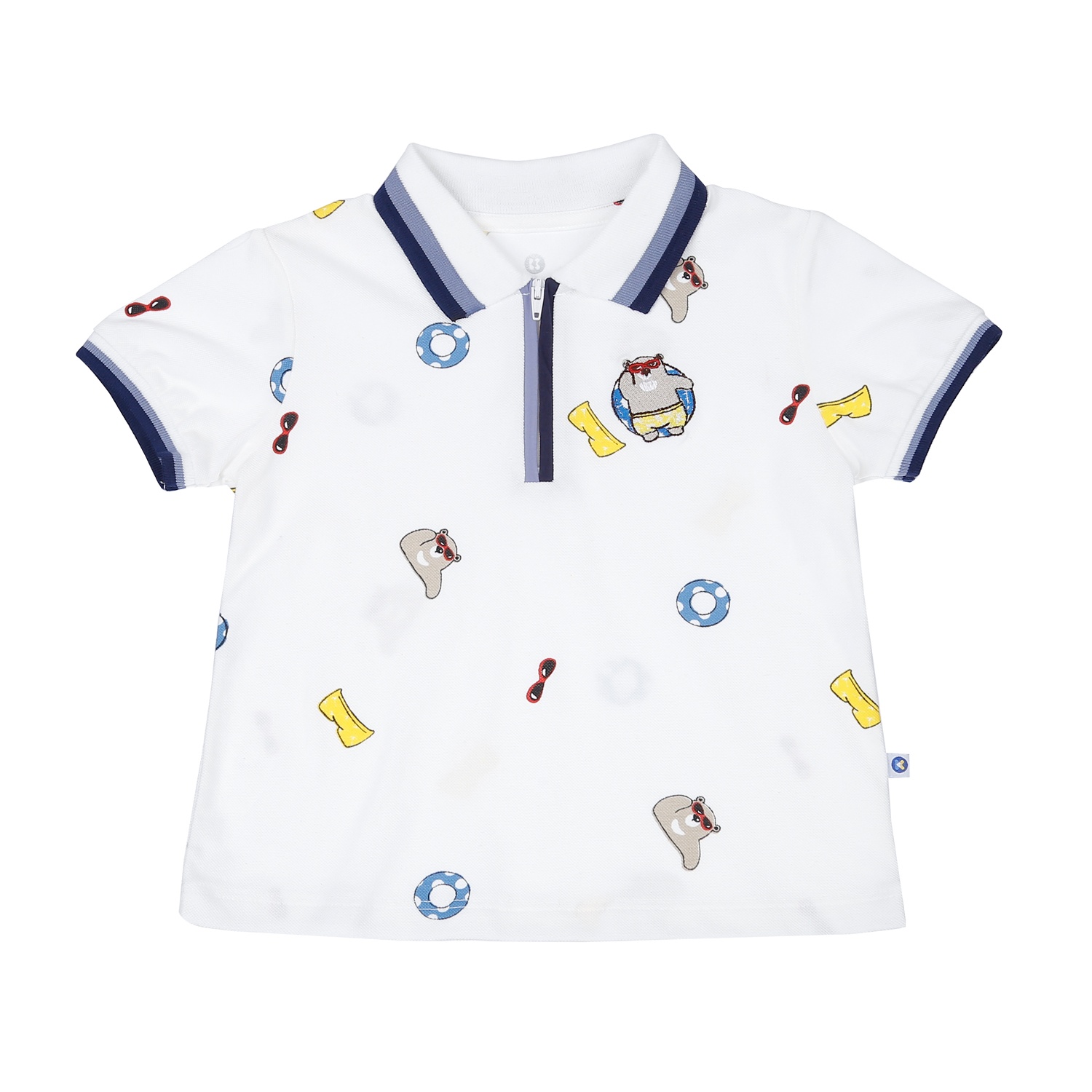 Áo polo bé trai KidsPlaza in gấu HN23H (Trắng) hình 1