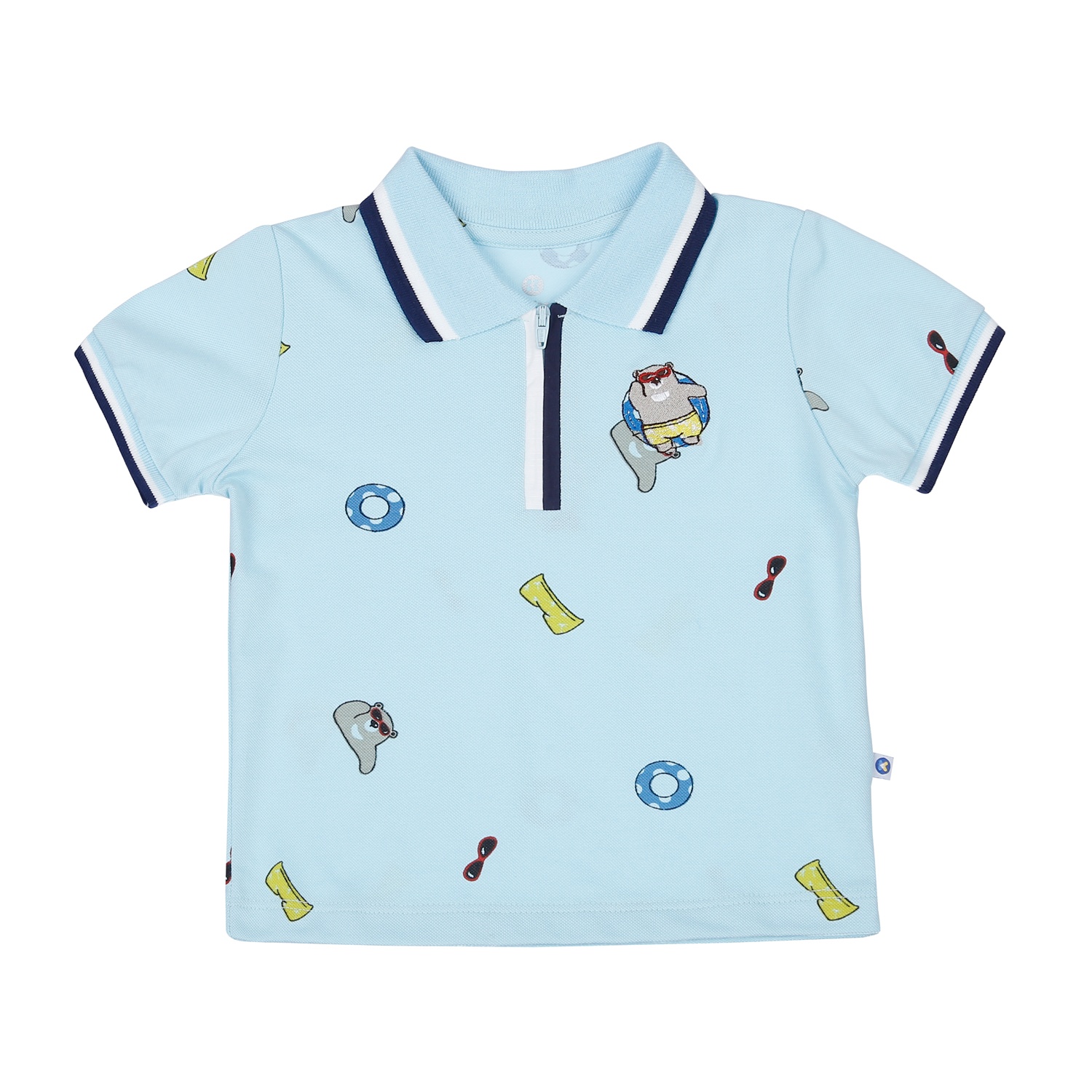 Áo polo bé trai KidsPlaza in hình gấu HN23H (Xanh) hình 1