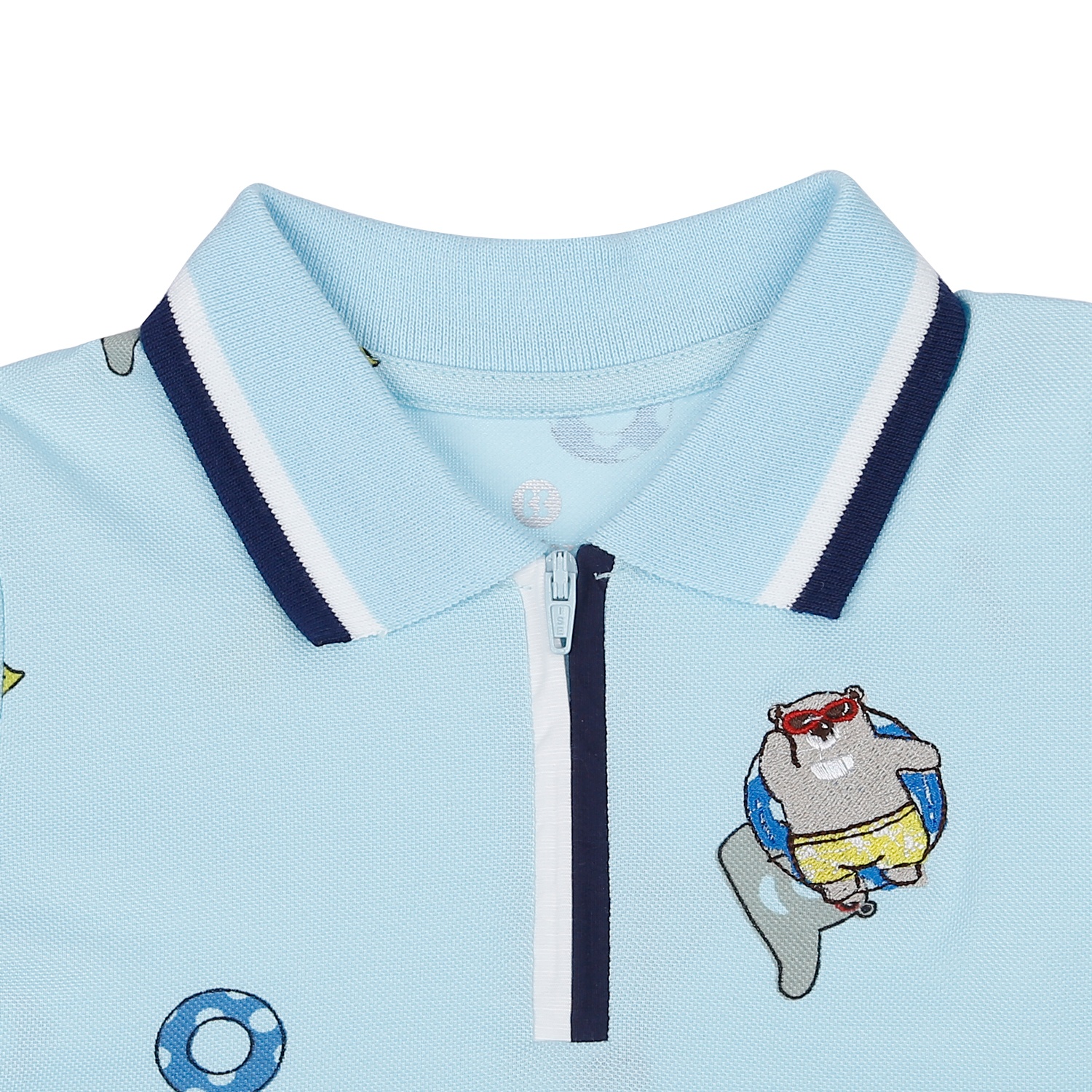 Áo polo bé trai KidsPlaza in hình gấu HN23H (Xanh) hình 2