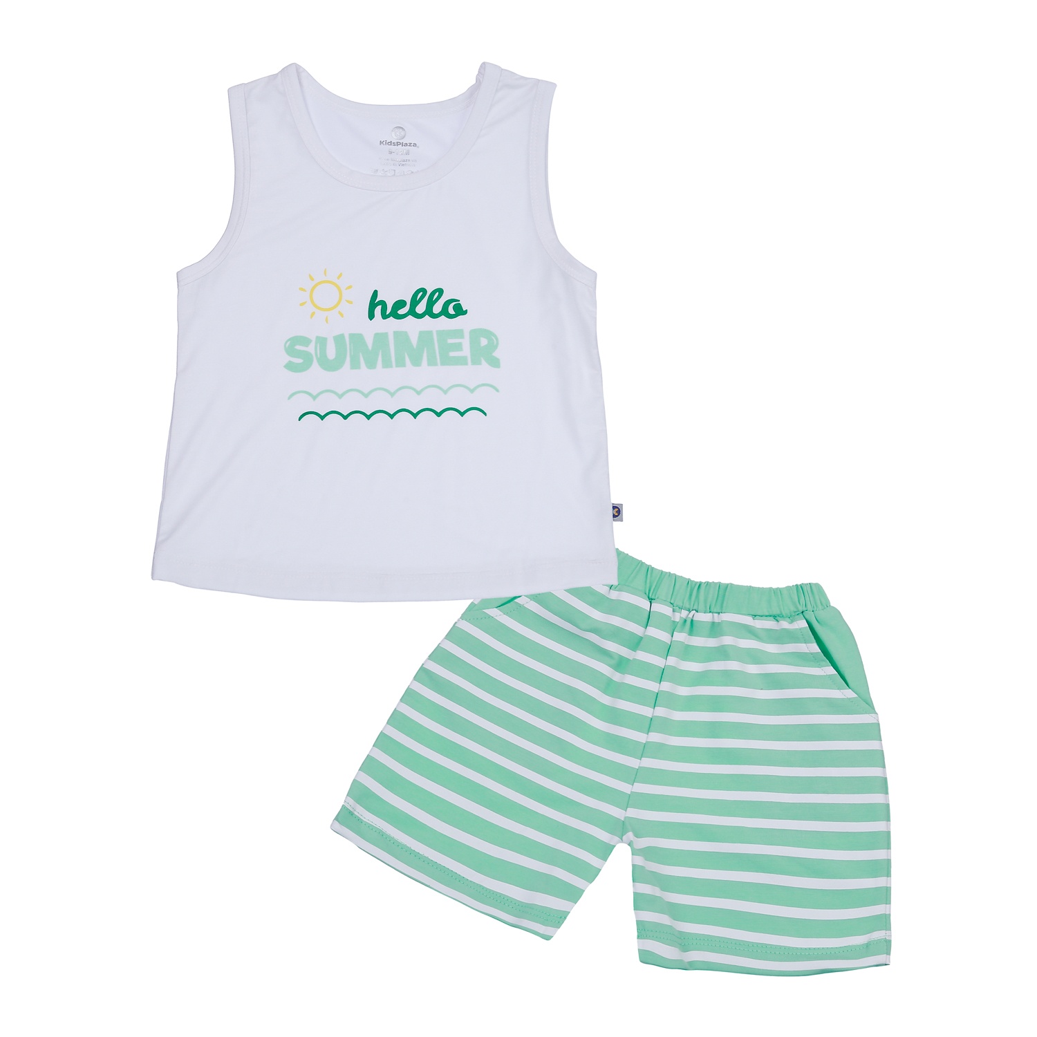Bộ quần áo ba lỗ bé trai KidsPlaza in Summer TT23H (Trắng) hình 1