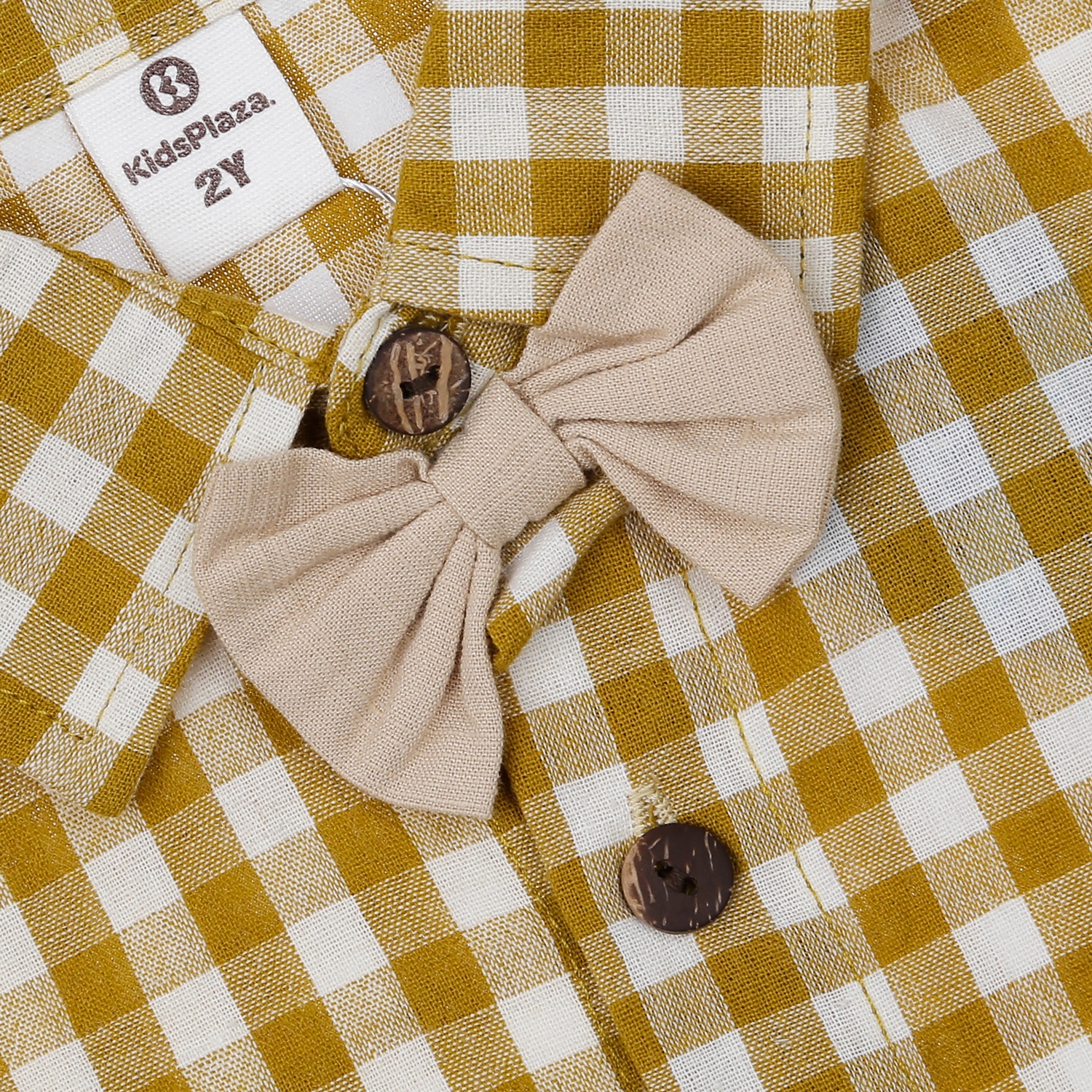 Bộ quần áo bé trai KidsPlaza sơ mi kẻ quần 2 dây M23H (Vàng be) hình 4