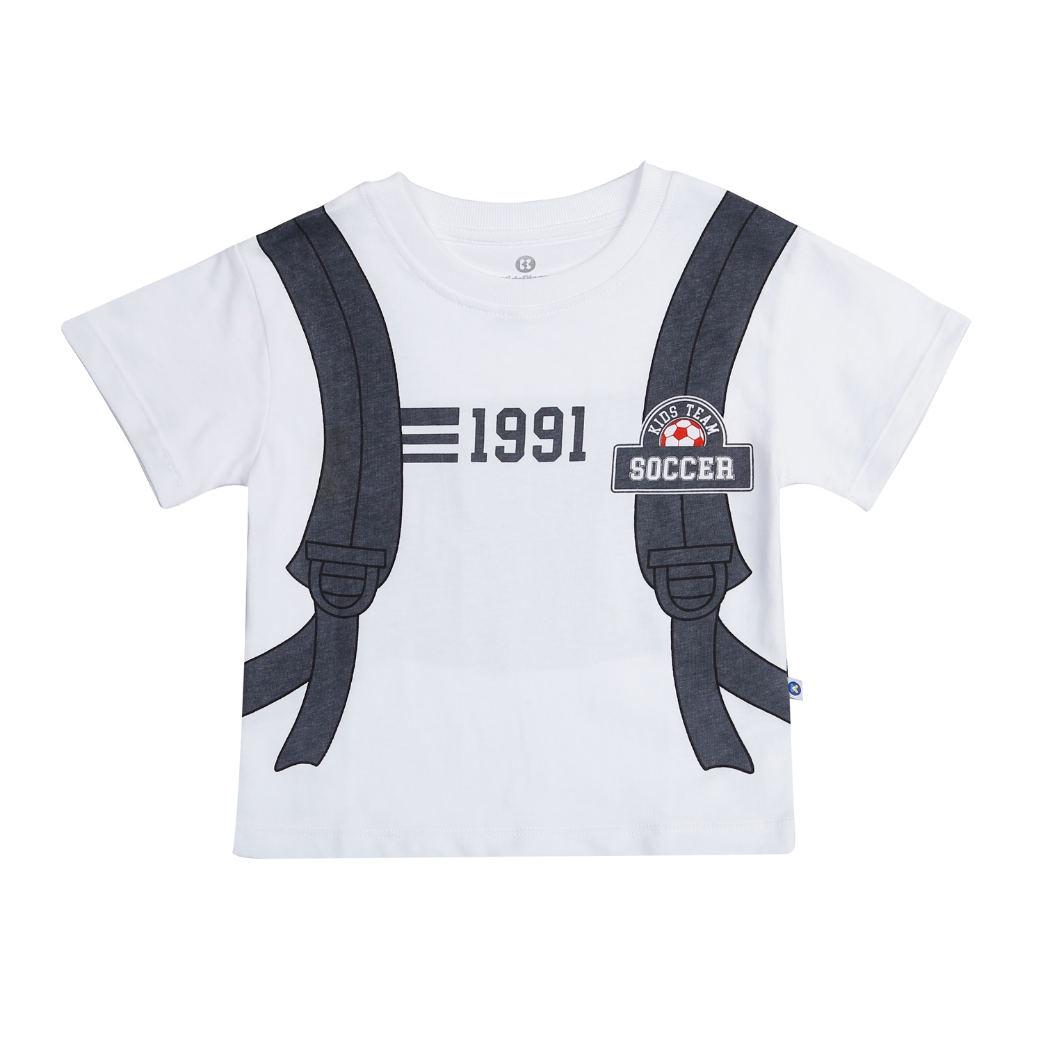 Bộ quần áo cộc tay bé trai KidsPlaza in Balo 1991 HN23H (Trắng ghi) hình 2